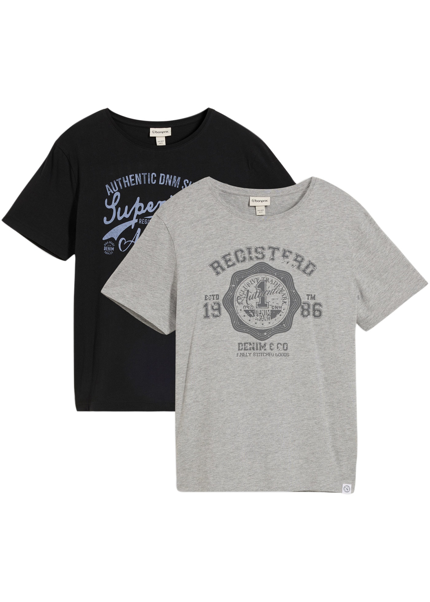 bonprix T-Shirt Packung, 2 regular fit, Kurzarm, coole Frontprints