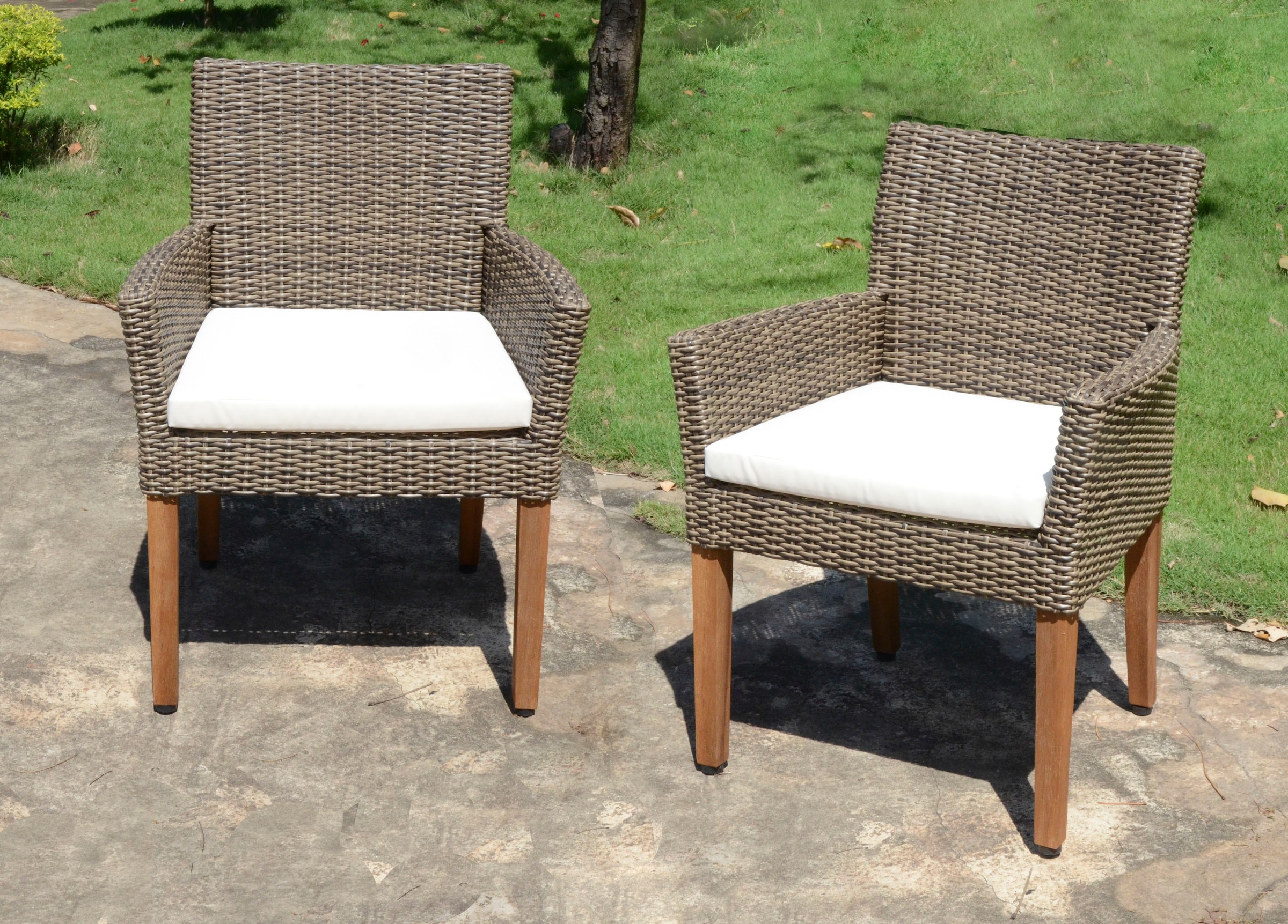 Garden Pleasure Gartenstuhl »PALA«, (Set), 2 St., 2er Set, Akazie/Polyrattan, braun, inkl. Sitzkissen