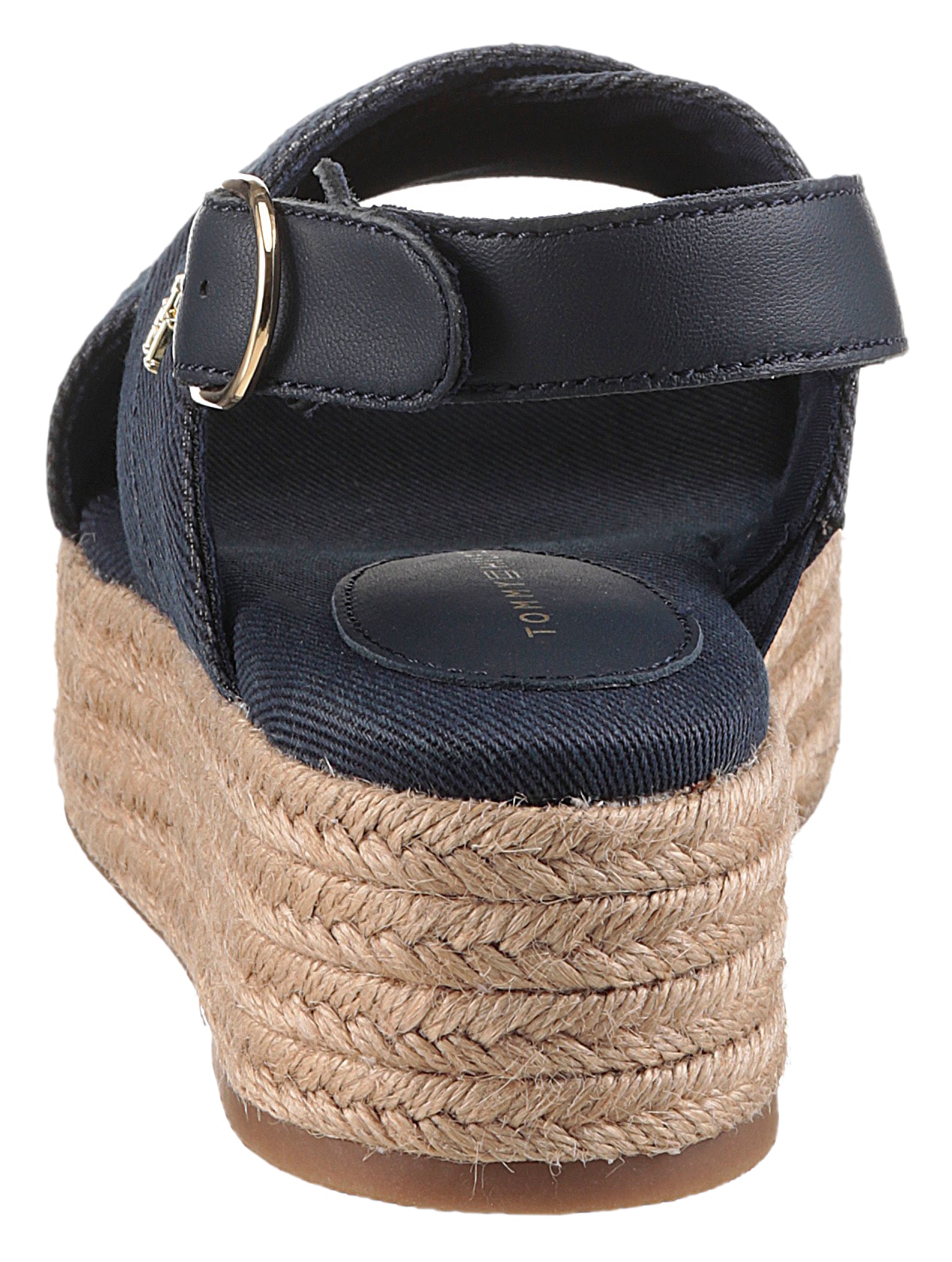 Tommy Hilfiger Keilsandalette »DENIM ESPADRILLE PLATFORM SANDAL«, Plateau, Riemchensandale, Sommerschuh mit verstellbarer Schnalle