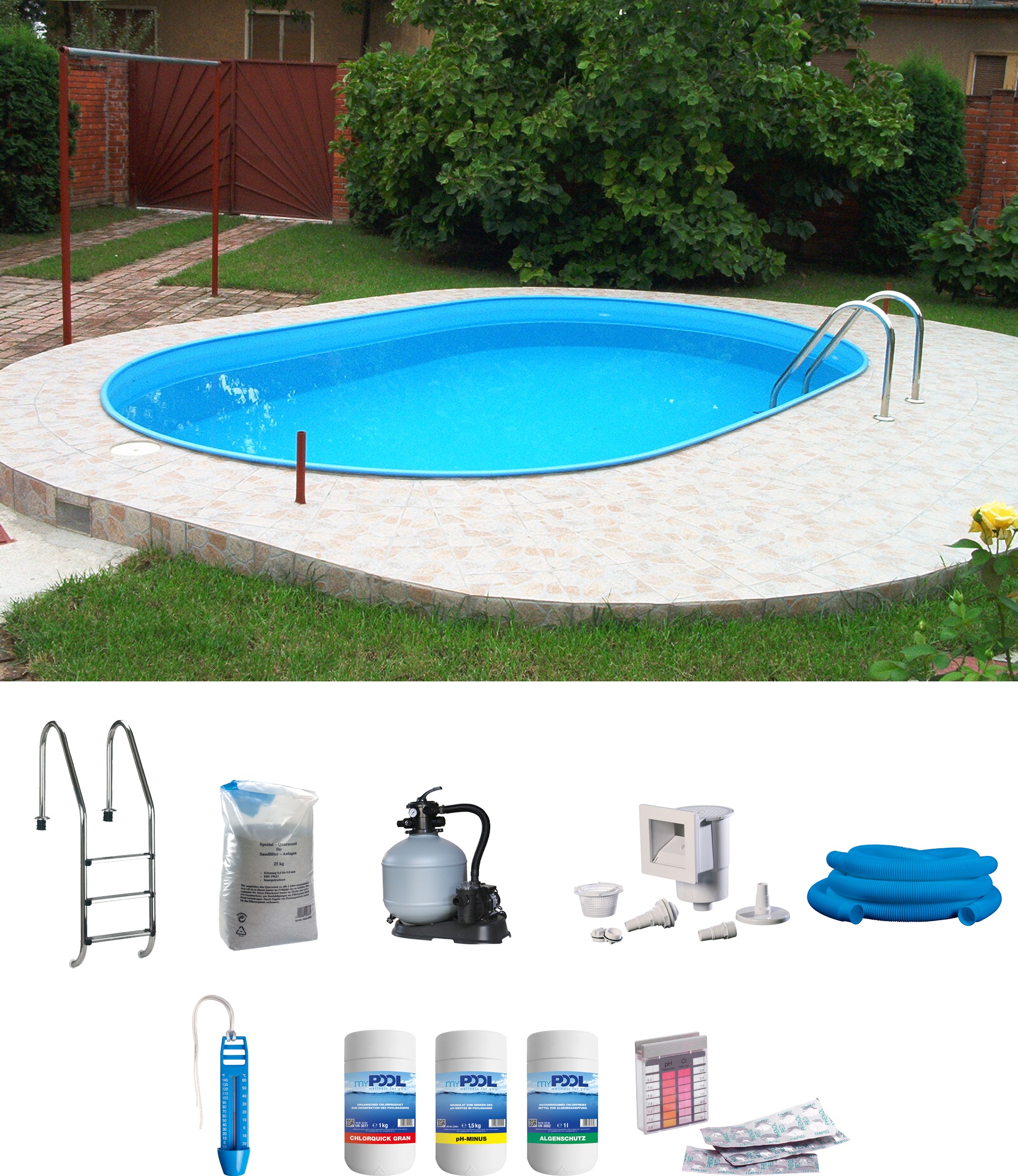 KONIFERA Ovalpool »OVB«, (Komplett-Set, 8 tlg.), 6,00x3,20x1,20m