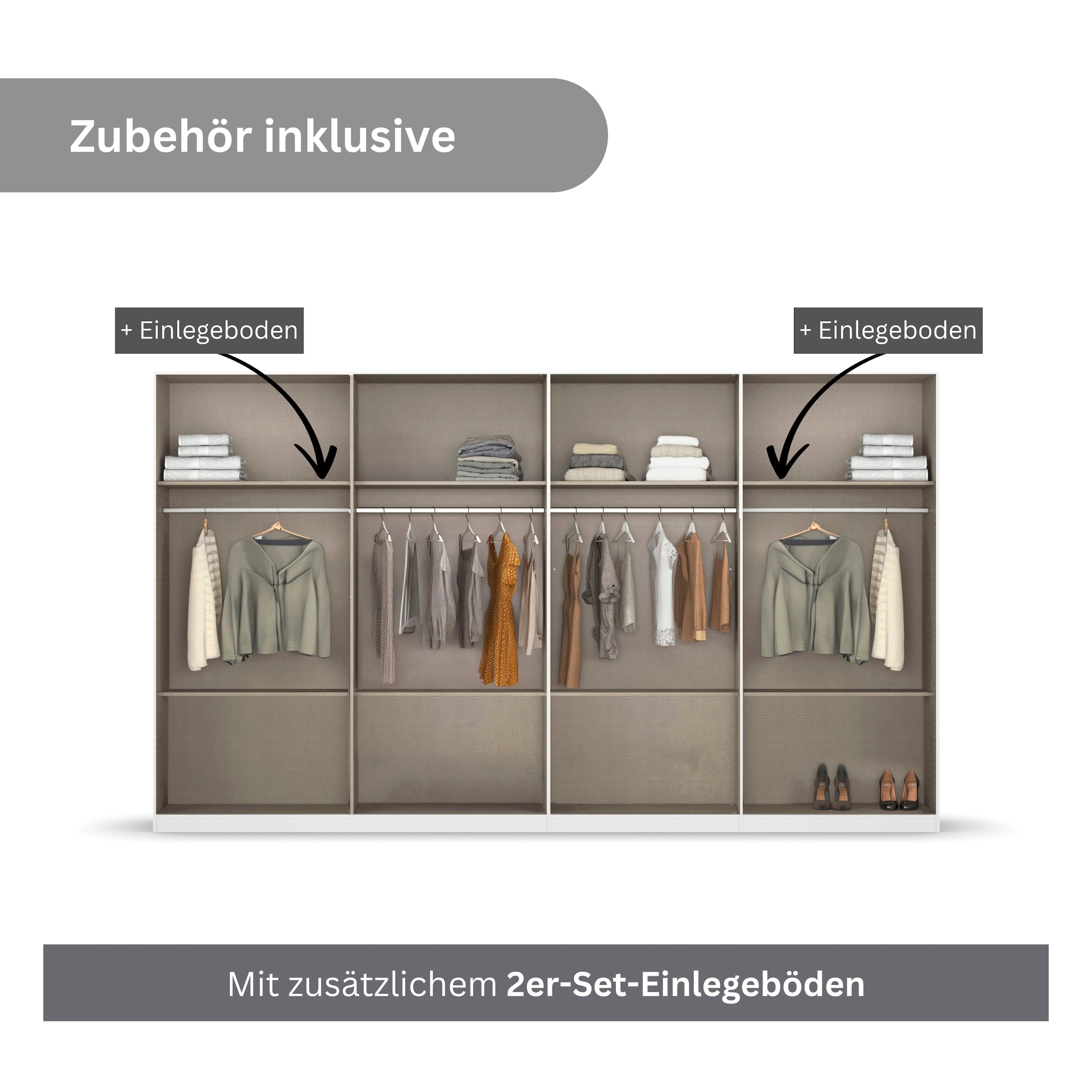 rauch Drehtürenschrank »Kleiderschrank Schrank Garderobe AGORDO mit Dekor- oder Hochglanzfront«, (in zwei Griff-Farben, Breiten 91-360 cm), mit Außenschubkästen, in 7 Breiten und 2 Höhen MADE IN GERMANY