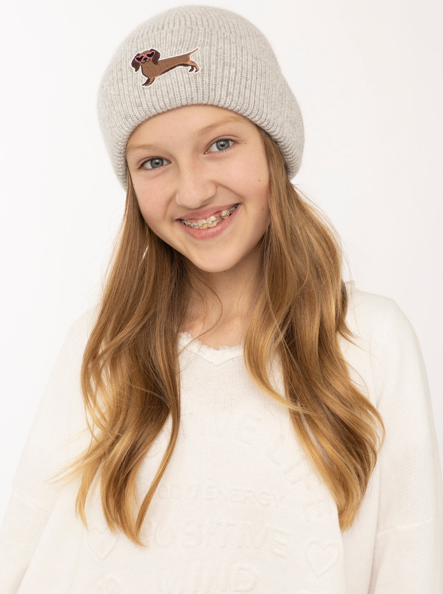 Zwillingsherz Beanie »"Dog Style"-KIDS« Dackel-Patch, breiter Umschlag, gerippt, mit Wollanteil
