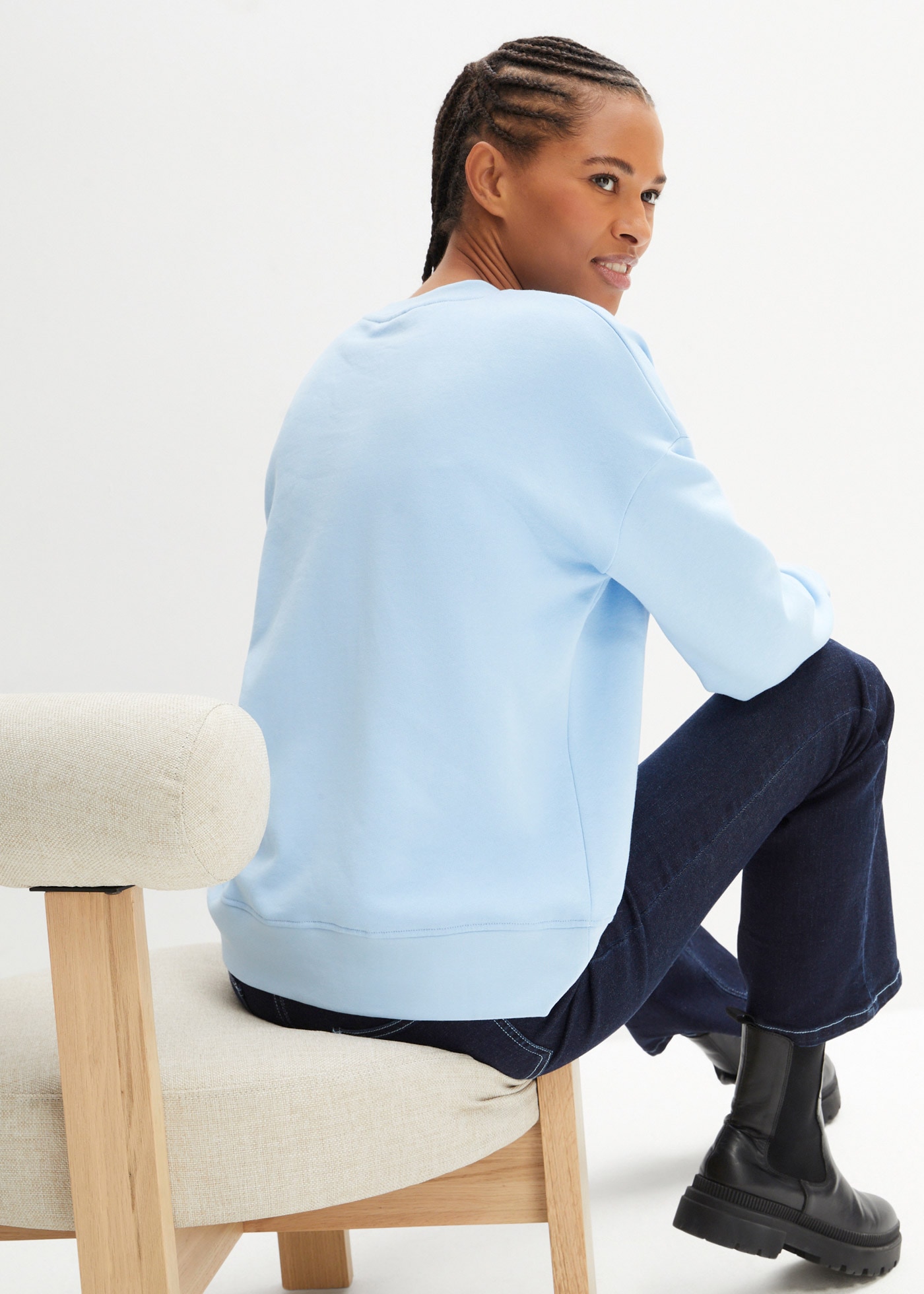 bonprix Sweatshirt , Oversize-Passform, aus reiner Baumwolle, elastische Bündchen
