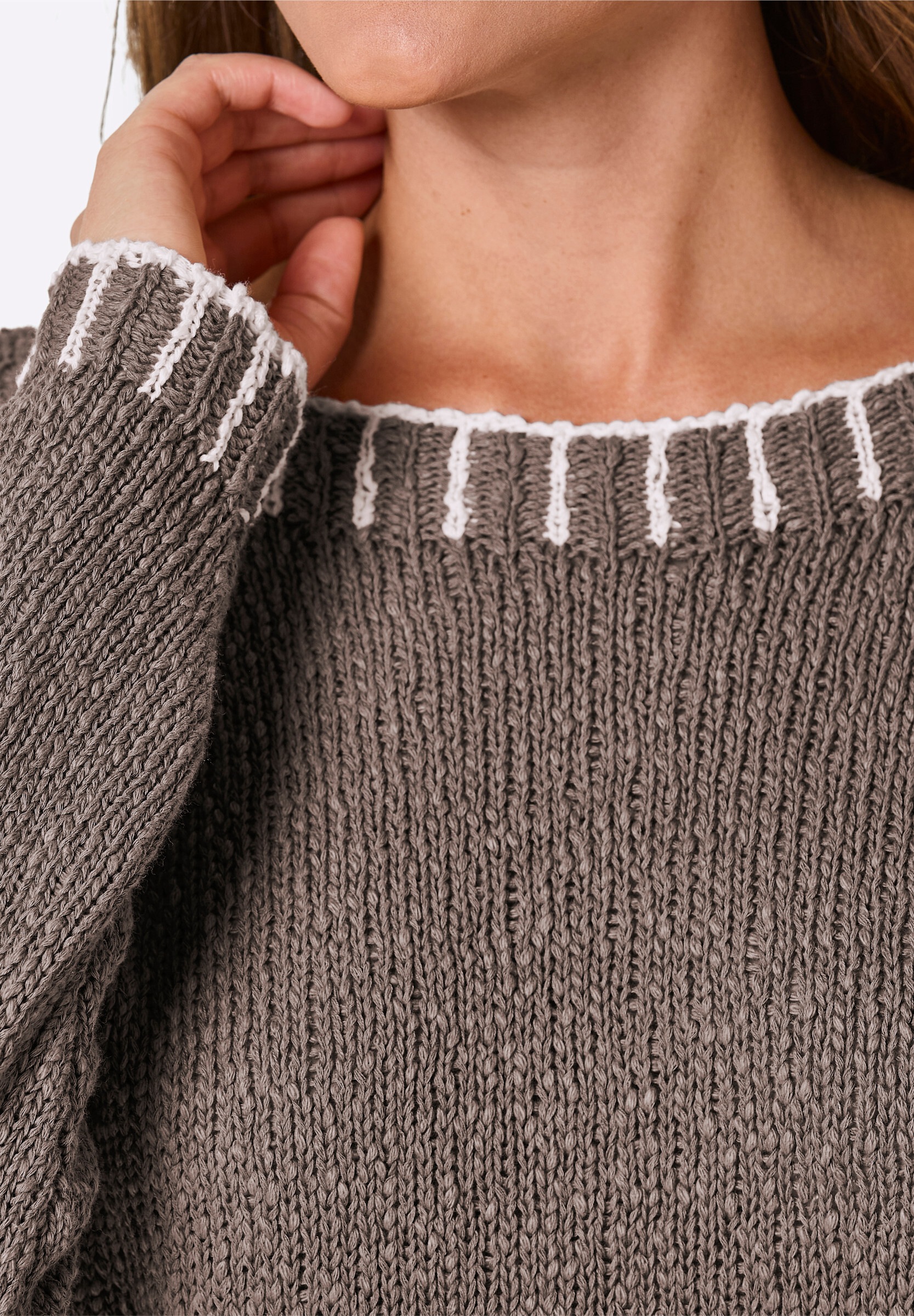 creation L Strickpullover »Leinen-Baumwoll-Pullover Baumwollpullover in Grobstrick-Qualität«
