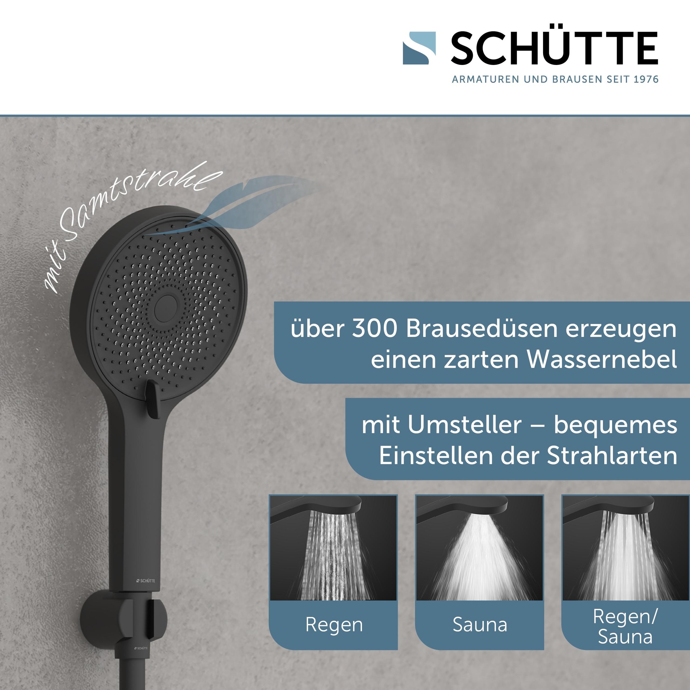 Schütte Handbrause »RAVEN«, (Set), 3-fach verstellbar, Antikalk, wassersparend