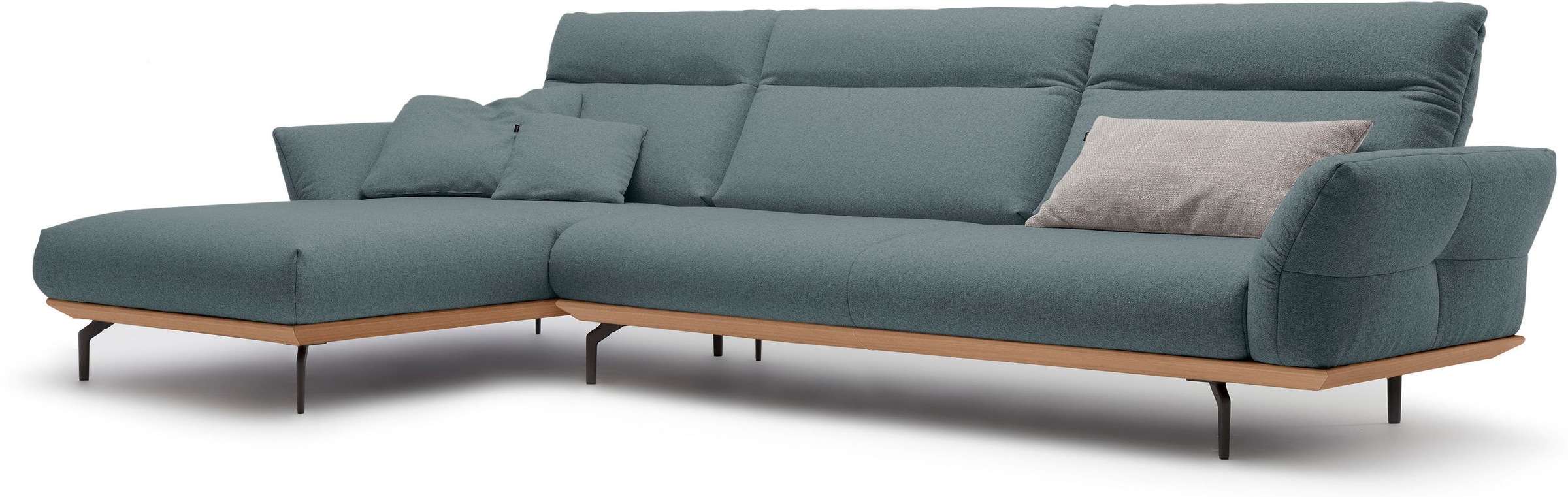Creation BY ROLF BENZ Ecksofa »CR.460«, Sockel in Eiche, Winkelfüße in Umbragrau, Breite 338 cm