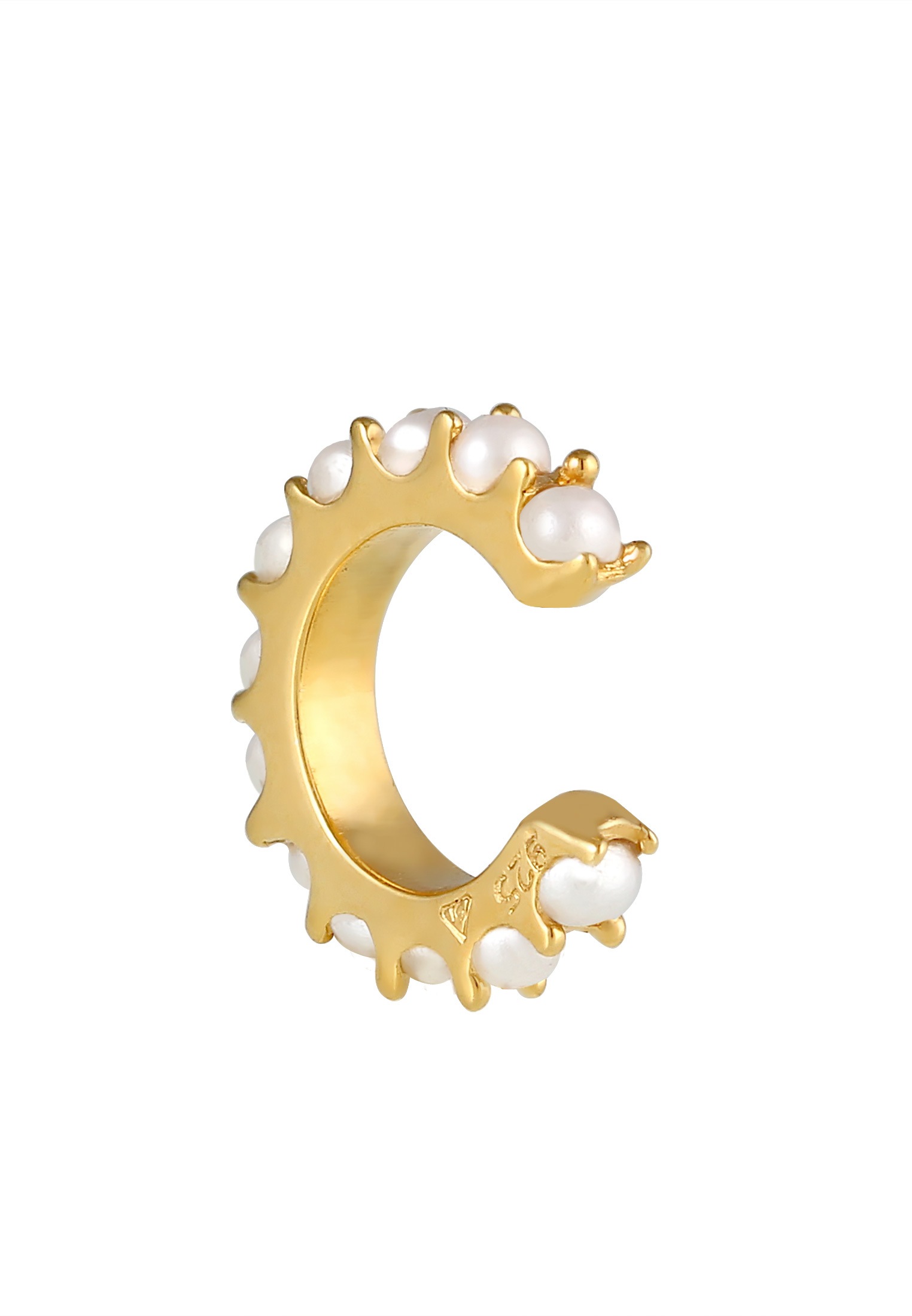 Elli Ohrklemme »Ohrringe Single Earcuff Perlen 925 Silber vergoldet«
