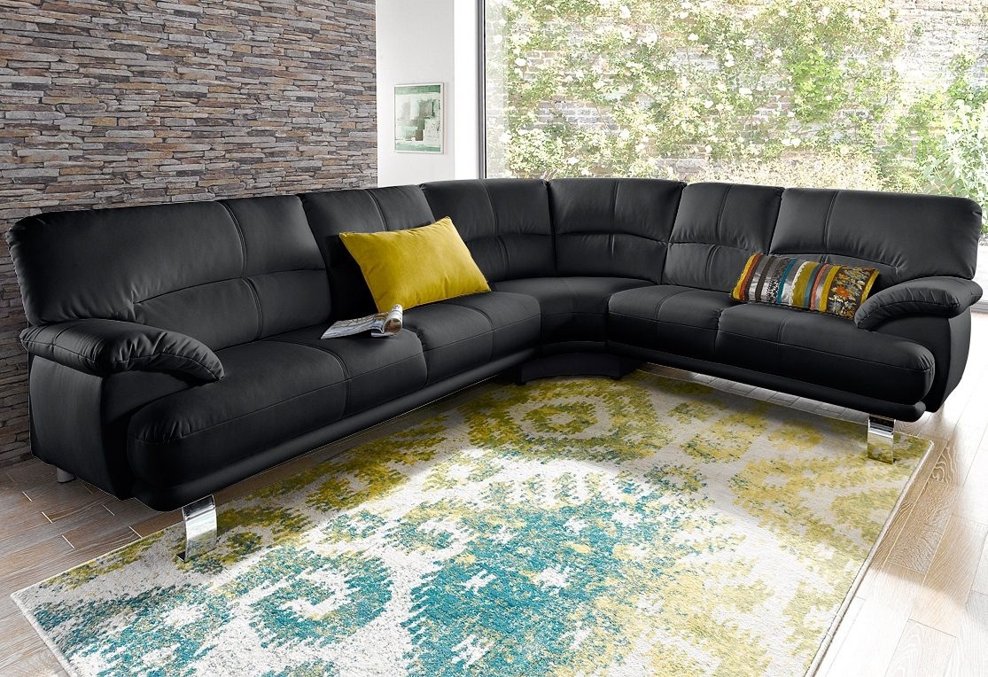 TRENDMANUFAKTUR Ecksofa »Cecilia in italienischem Design, modern und komfortabel, L-Form«, bequeme Armlehnen, mit langem Schenkel