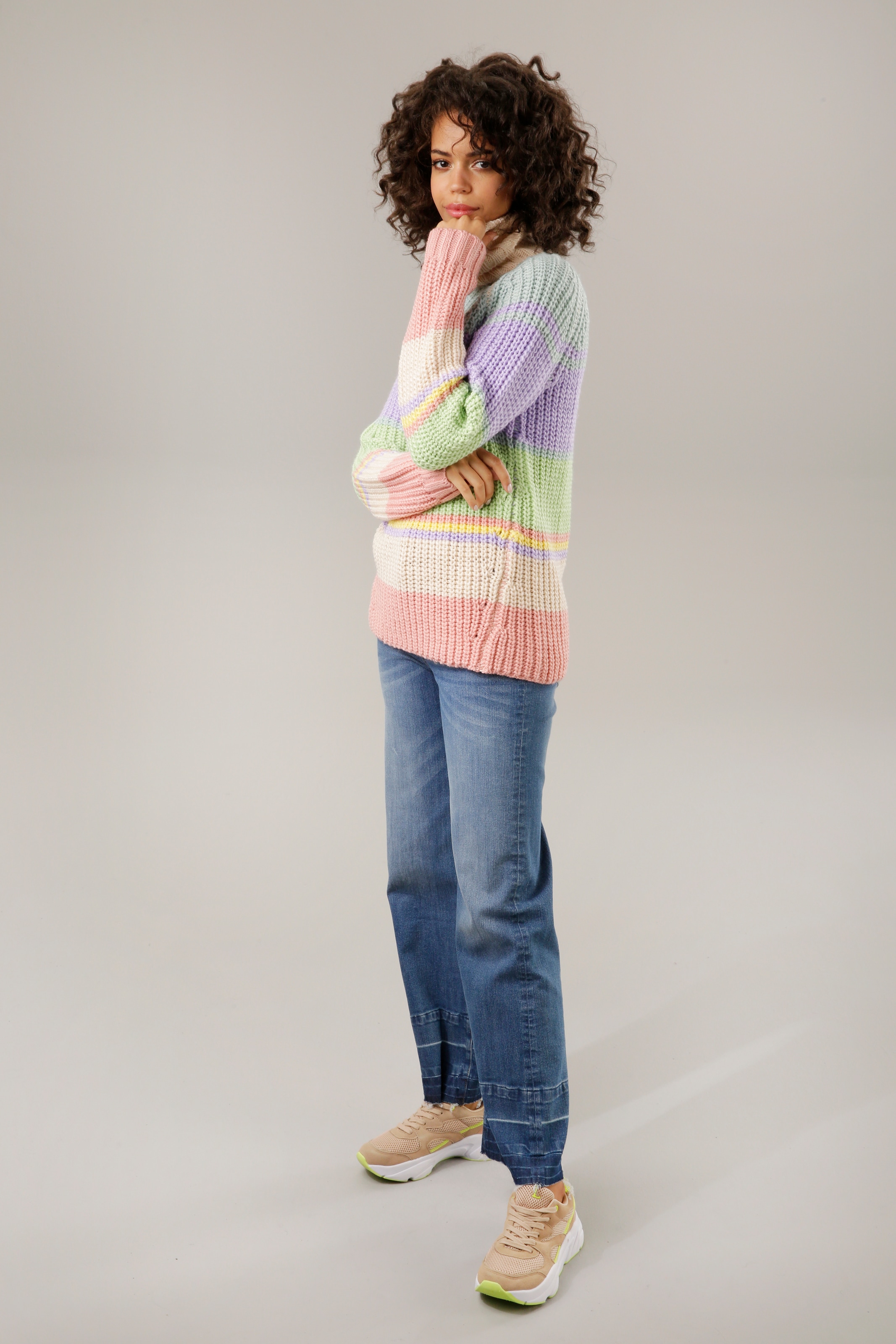 Aniston CASUAL Strickpullover, im farbharmonischem Online Shop OTTO Streifen-Dessin im