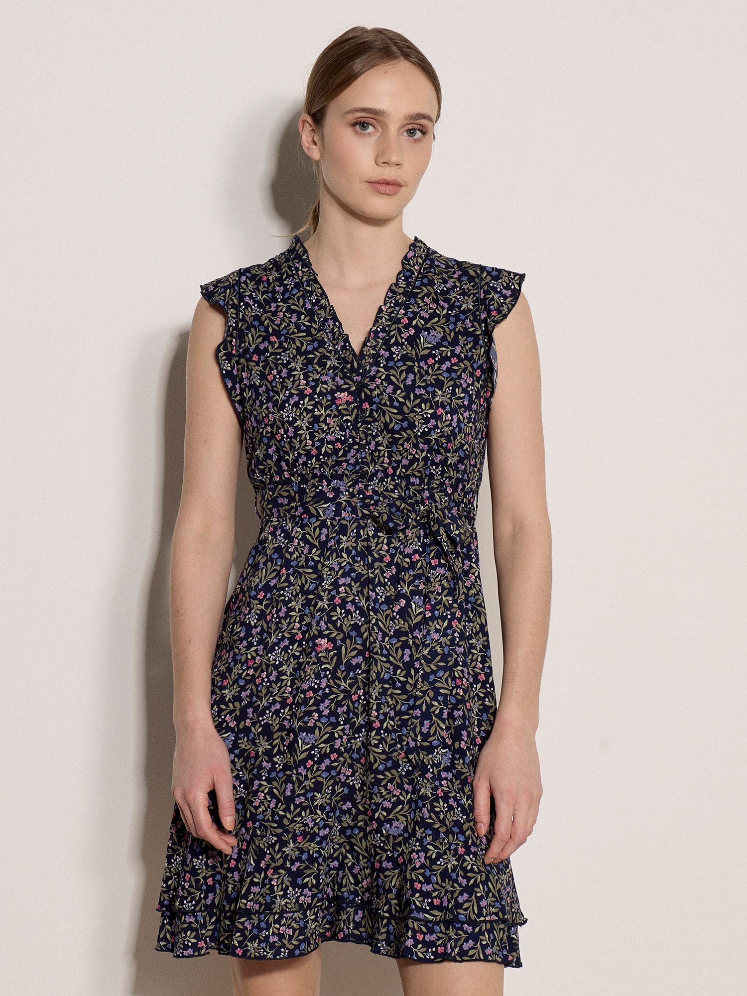 Apricot Druckkleid »Minikleid« Gemustert mit Rüschen