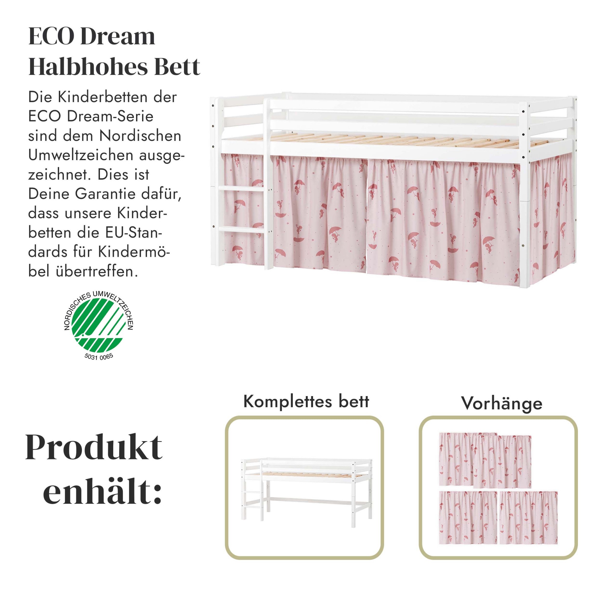 Hoppekids Spielbett »ECO Dream«, Massivholz, wahlweise in 2 Größen und 4 Farben, Matratze wählbar