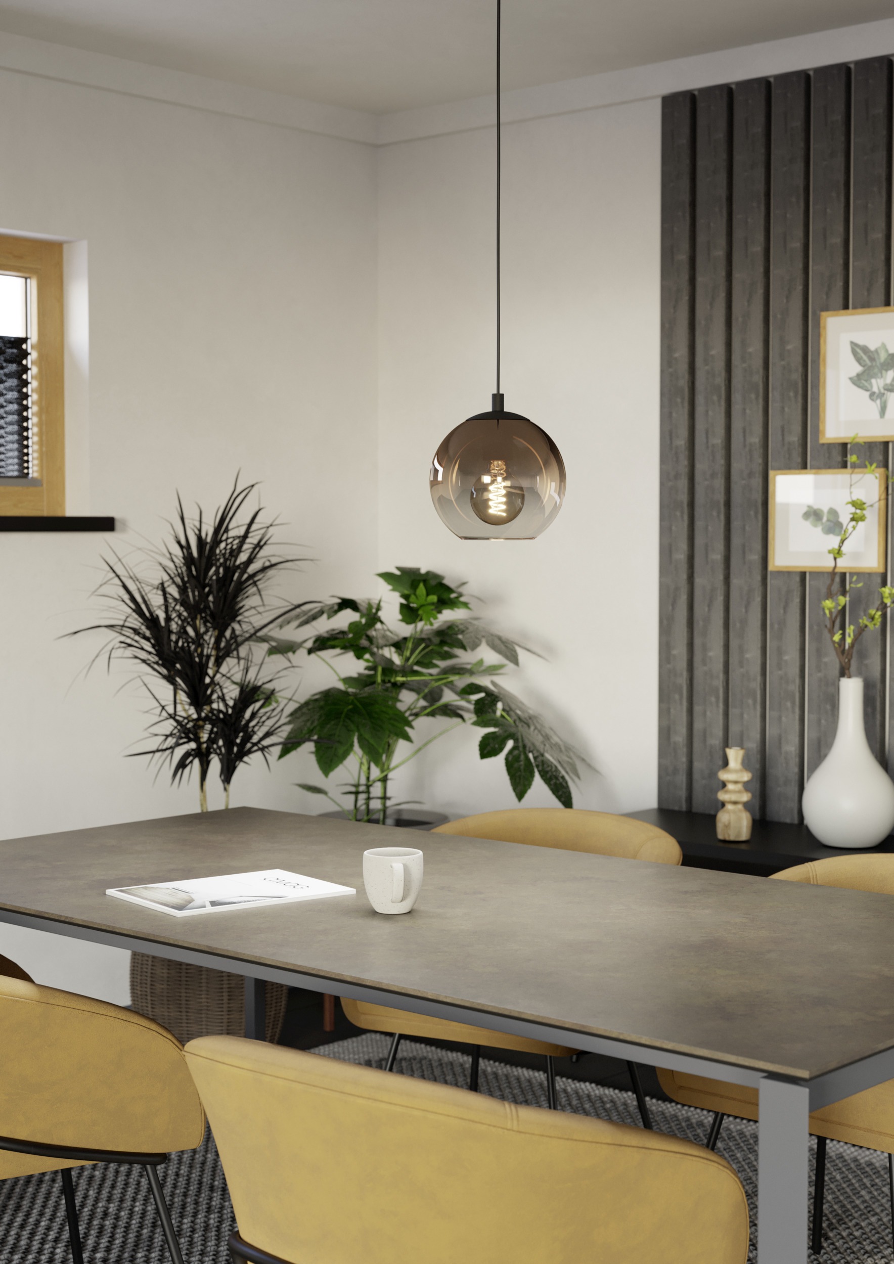 EGLO Hängeleuchte »ARISCANI 1 Pendellampe - Stahl - E27 - 1X60W - IP20« E27 1 Stk. Hängelampe, Deckenlampe, Wohnzimmer, Esszimmer, H110 x Ø20 cm