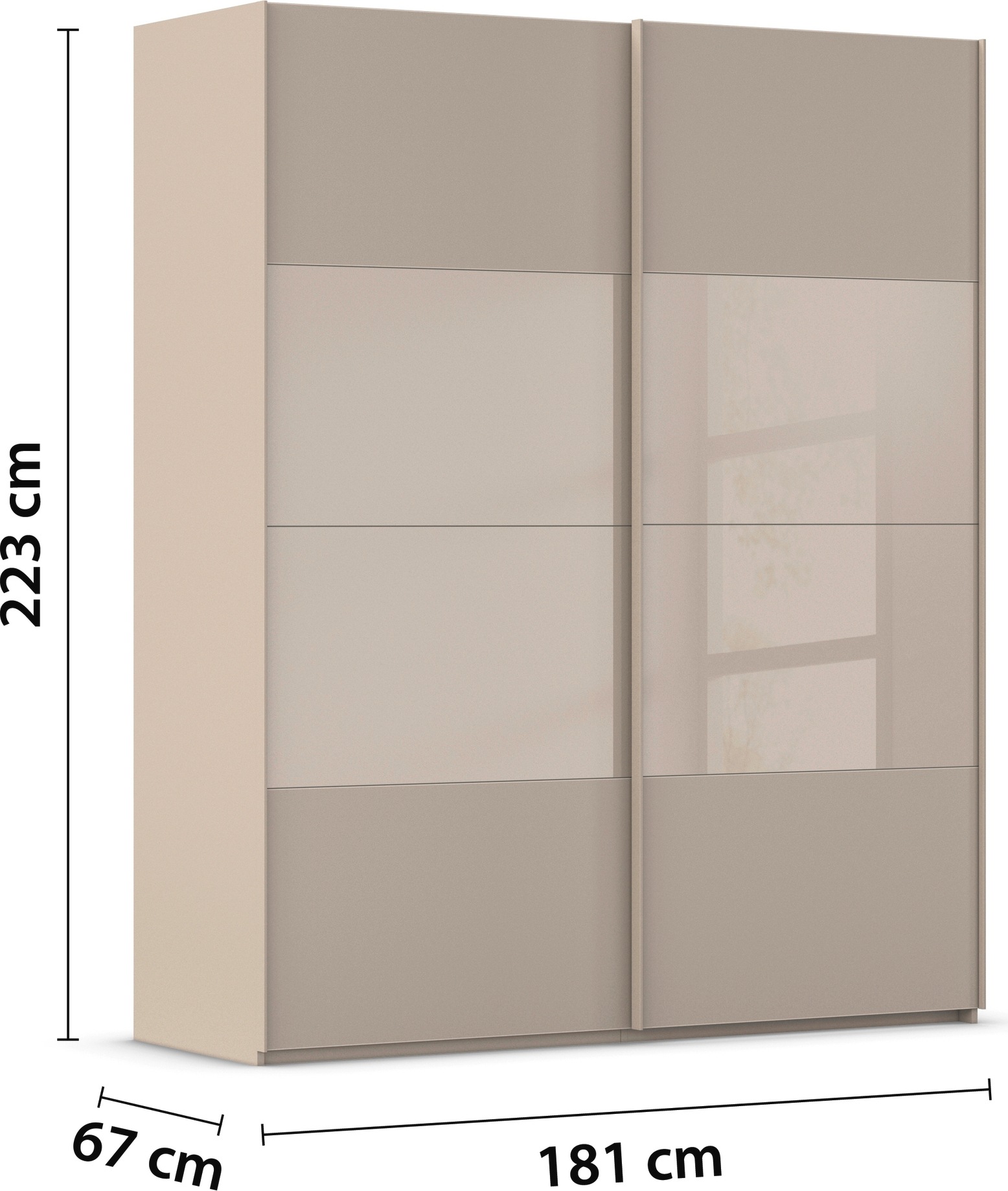 rauch Schwebetürenschrank »Kleiderschrank Schrank Garderobe Schlafzimmerschrank SCALE-FYRA« edle Türen viergeteilt Glas matt/glänzend viele Farben MADE IN GERMANY