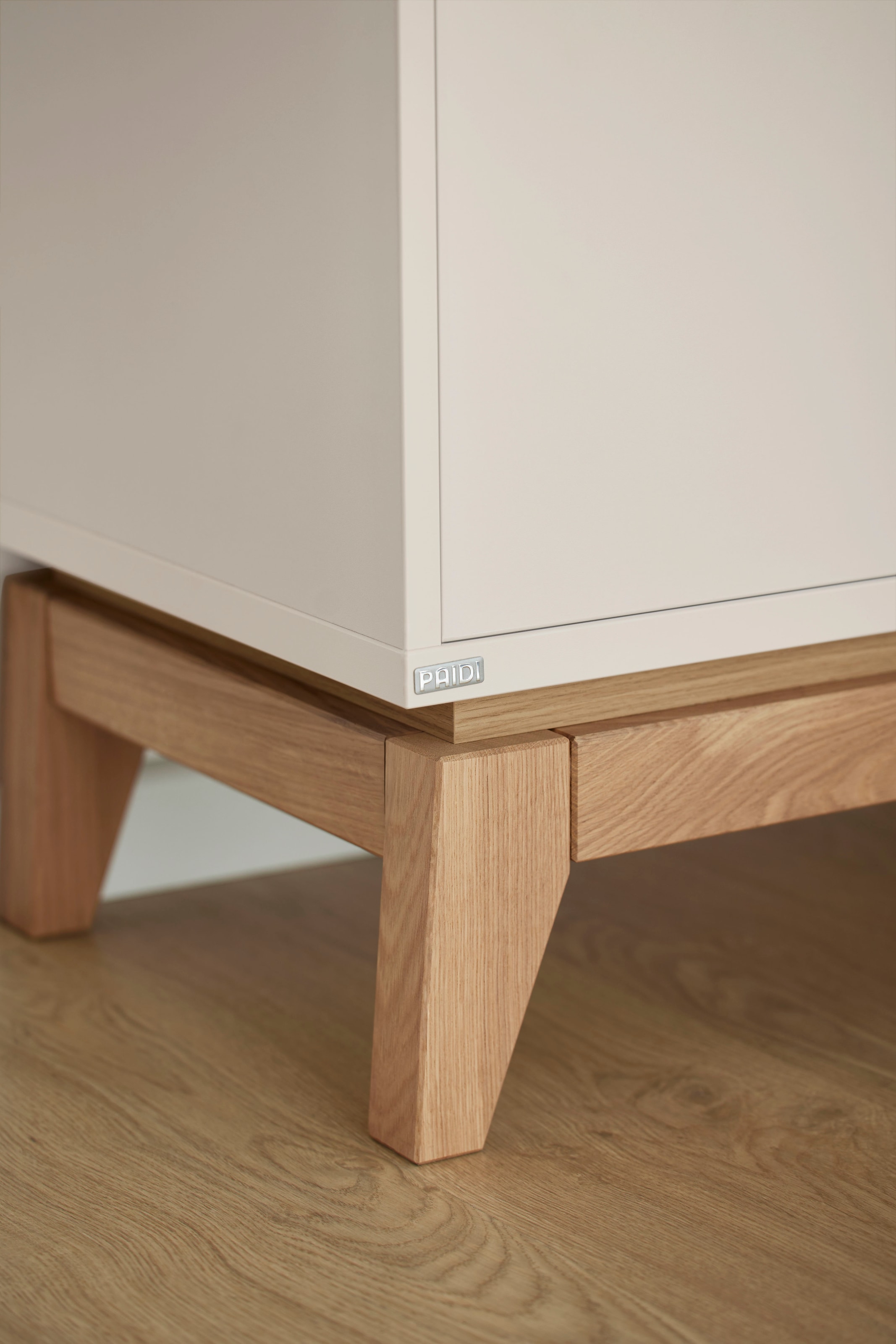 PAIDI Sideboard »STIENE in Beige oder Grau, 6 Fächer und 2 Schiebetüren mit Soft-Close« B/H/T ca. 124/91/40cm,  stabiles Regal mit Massivholz, Standregal, geprüfte Qualität