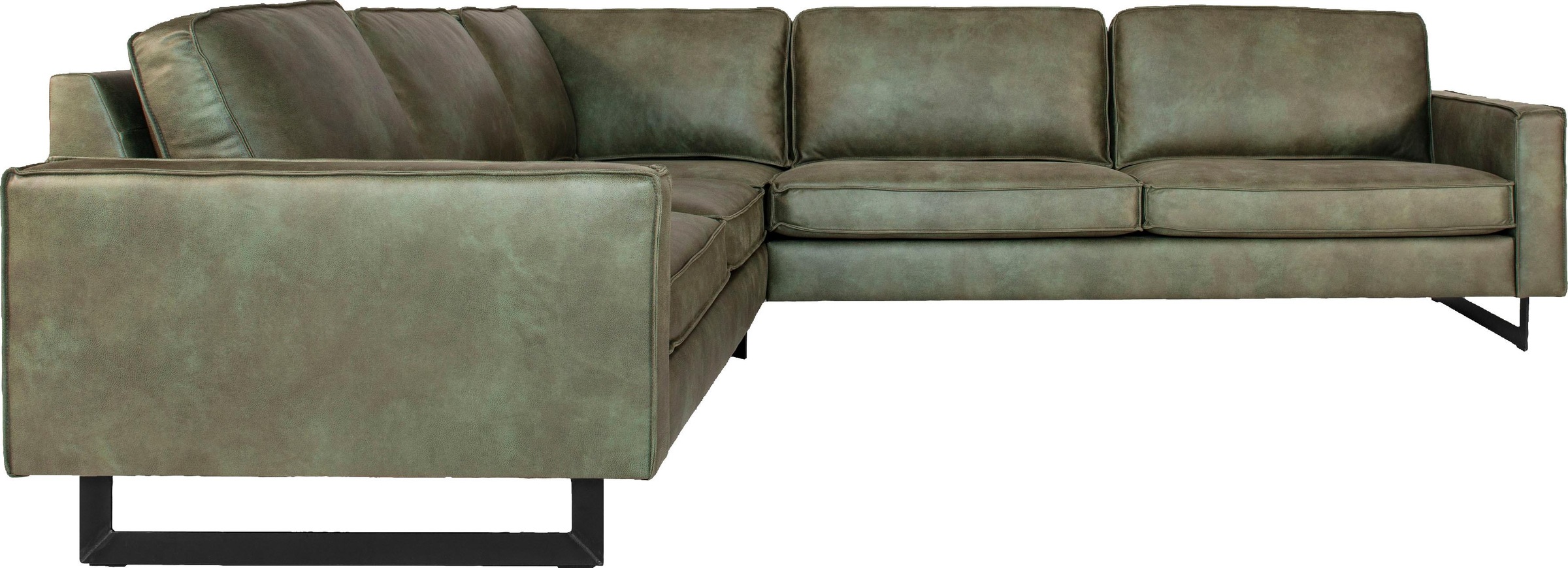 Places of Style Ecksofa »Pinto, XXL, 250/290 cm, langer Schenkel, Ottomane«, Cord, Chenille, Lederoptik, mit Keder, Metallfüße, Wellenunterfederung