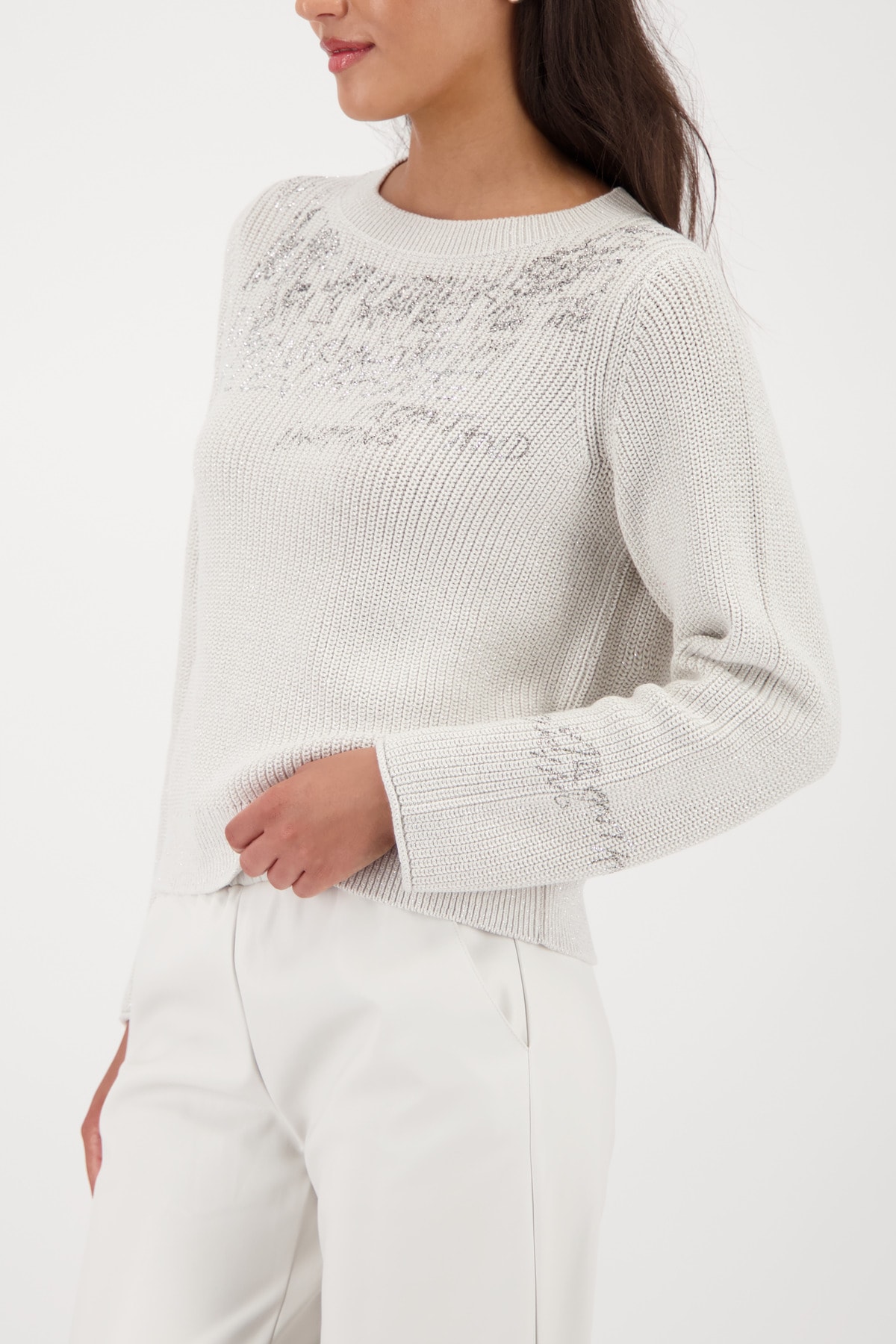 Monari Strickpullover »Pullover Schmuck + Lurex« Regular fit mit Rundhalsausschnitt