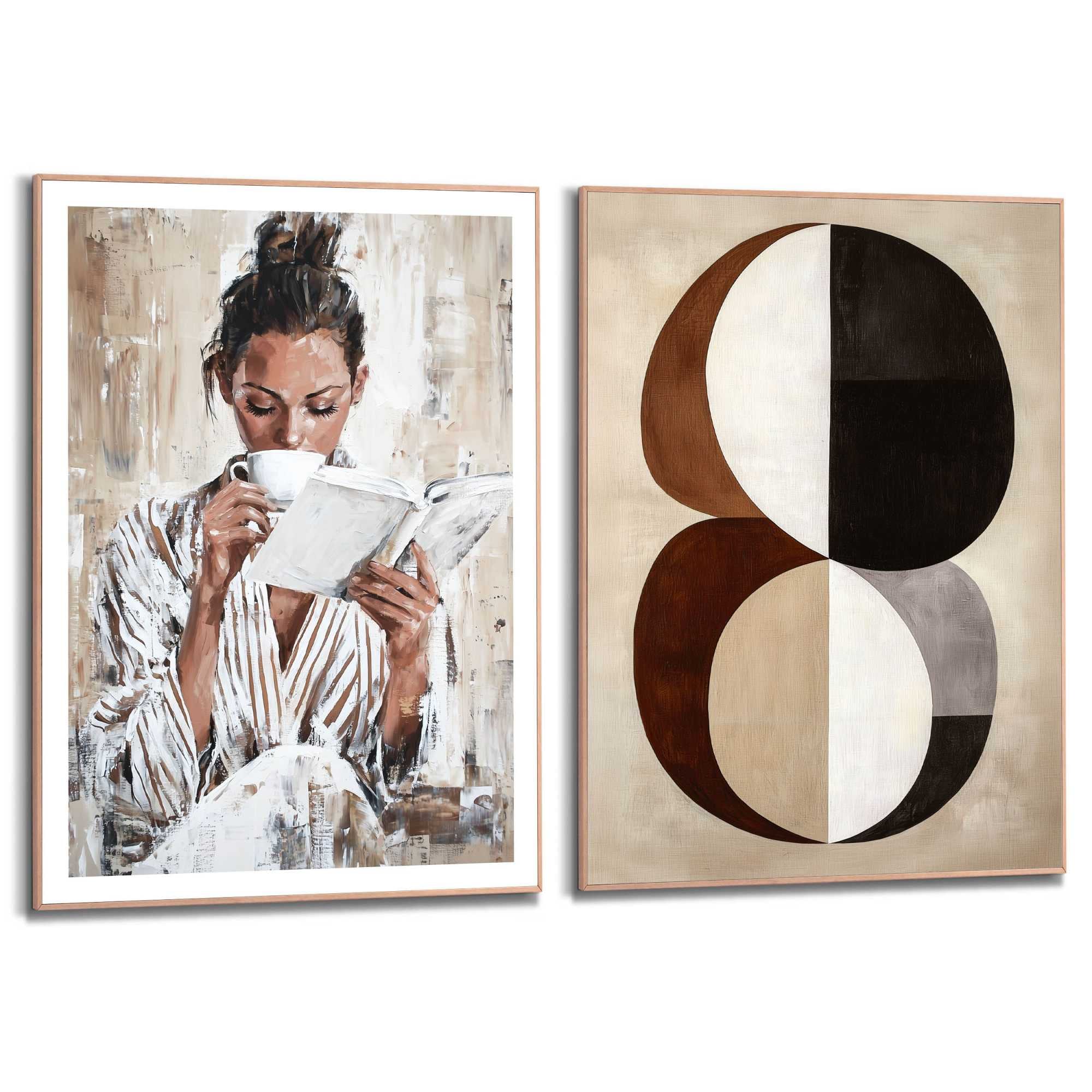 Reinders! Bild mit Rahmen »Entspannen« Menschen 2 Stk. tlg. Schlafzimmer - Beige - MDF - Frauen - 50x70 cm