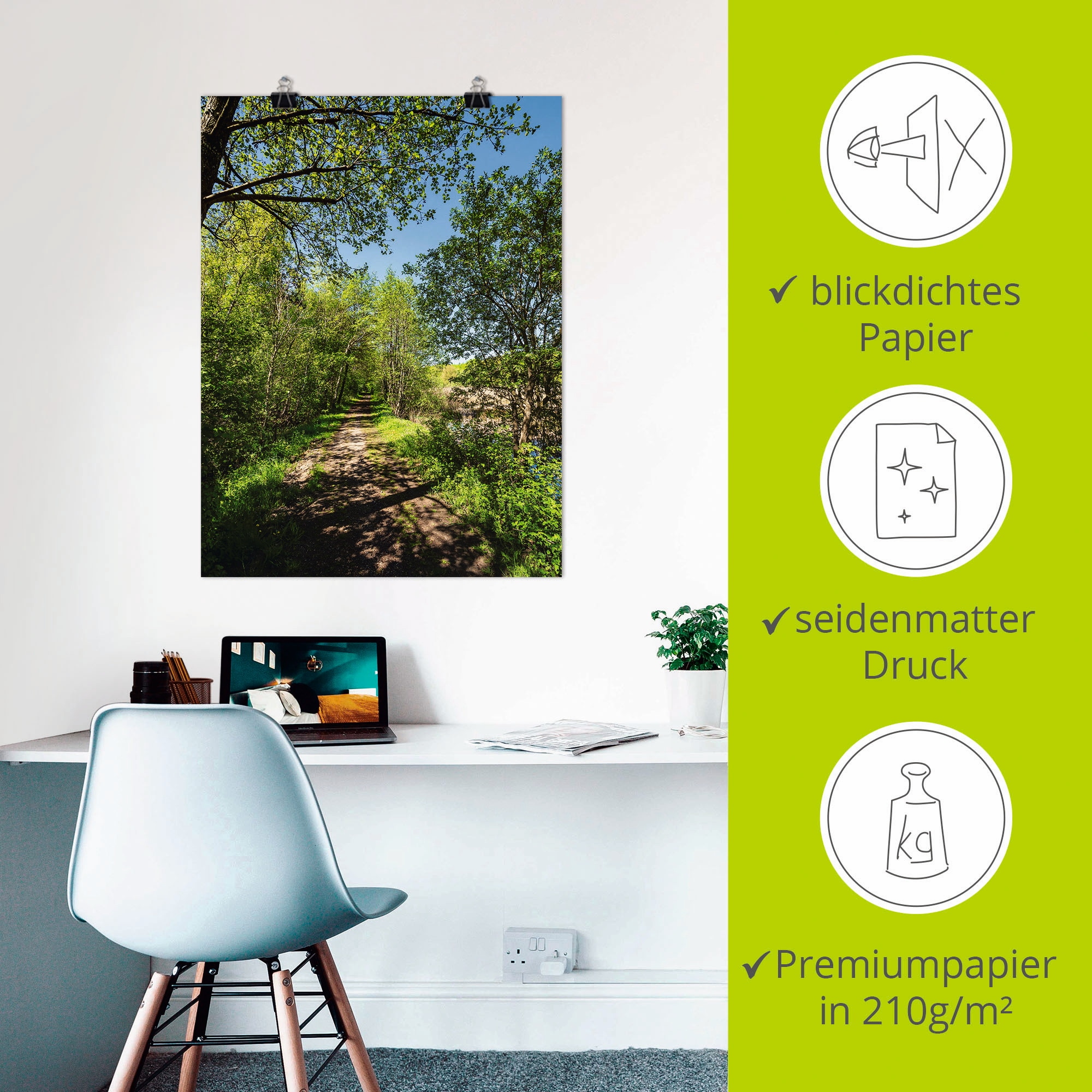 Artland Wandbild »Weg und Bäume bei Kuchelmiß«, Waldbilder, (1 St.), als Leinwandbild, Poster, Wandaufkleber in verschied. Größen
