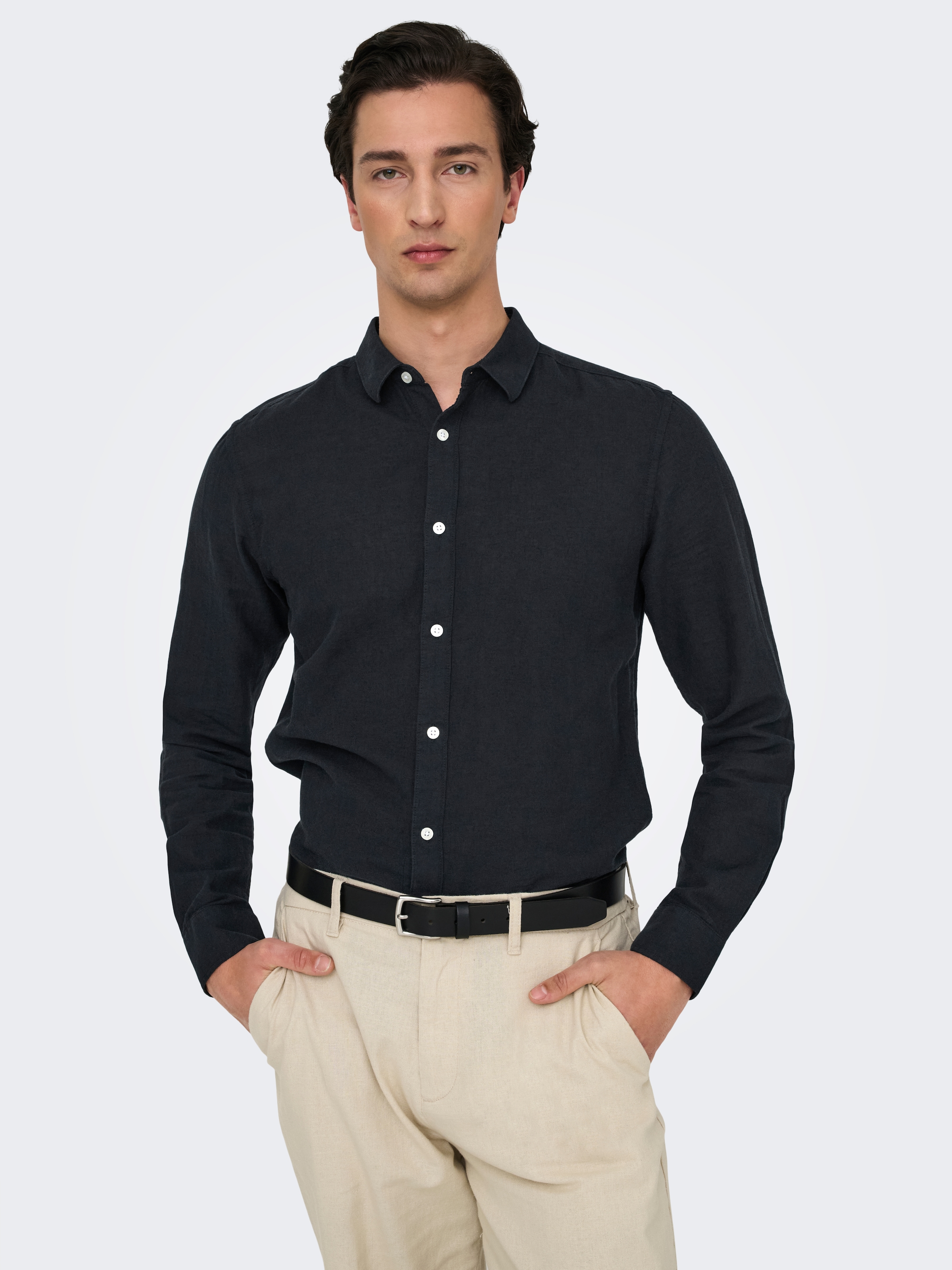 ONLY & SONS Langarmhemd »ONSCAIDEN LS SOLID LINEN SHIRT NOOS«