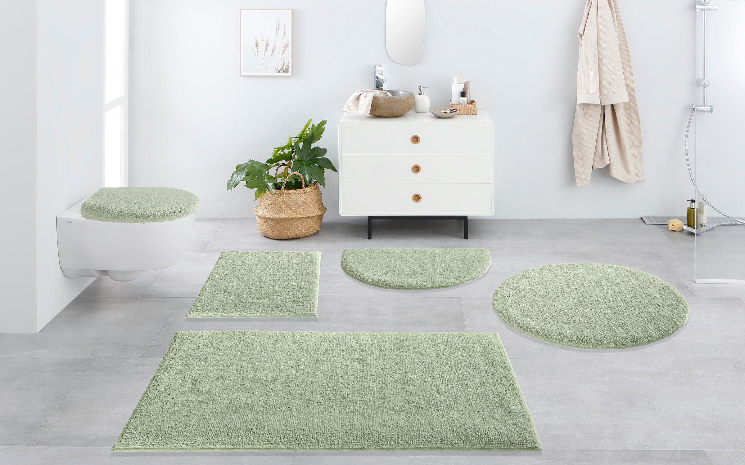 my home Badematte »Vanessa, Badvorleger, Badezimmer Teppich«, rutschhemmend beschichtet, schnell trocknend-fußbodenheizungsgeeignet-strapazierfähig, Badteppich, weiche Haptik, unifarben