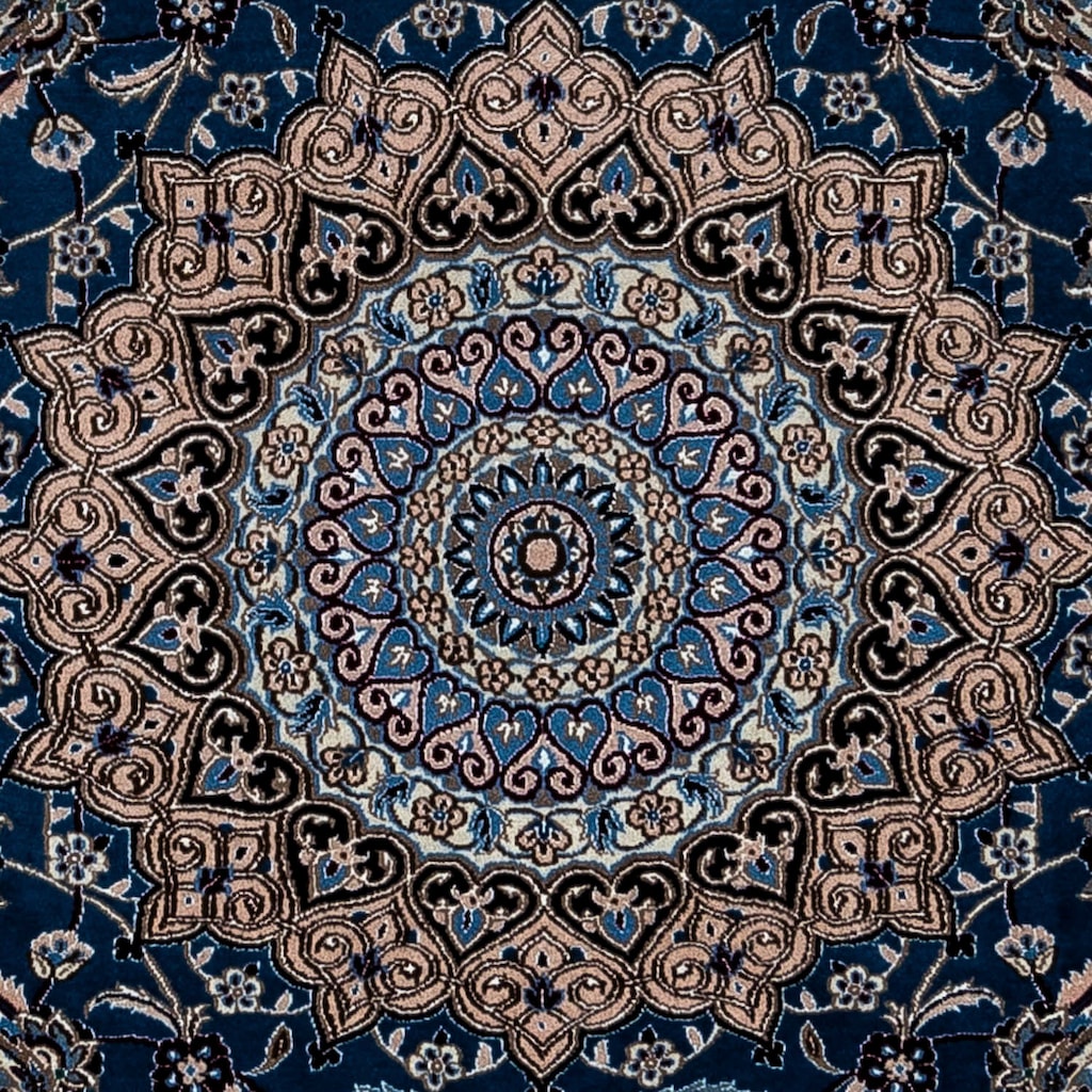 morgenland Wollteppich »Nain 9la Medaillon Blu scuro 348 x 245 cm«, rechteckig