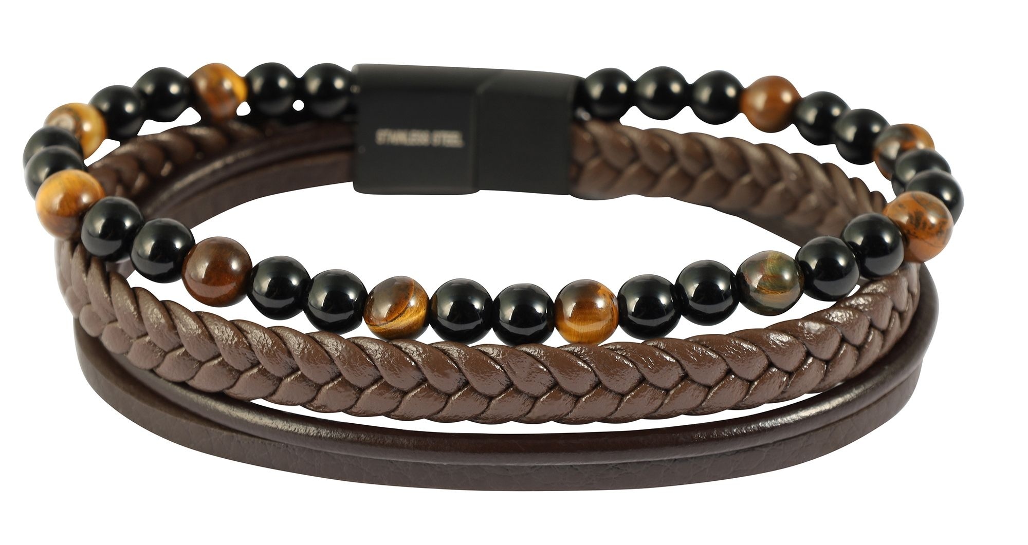 Adelia´s Lederarmband »Herren Armband ¿ Lederarmband aus Leder mit Tigerauge 23 cm«