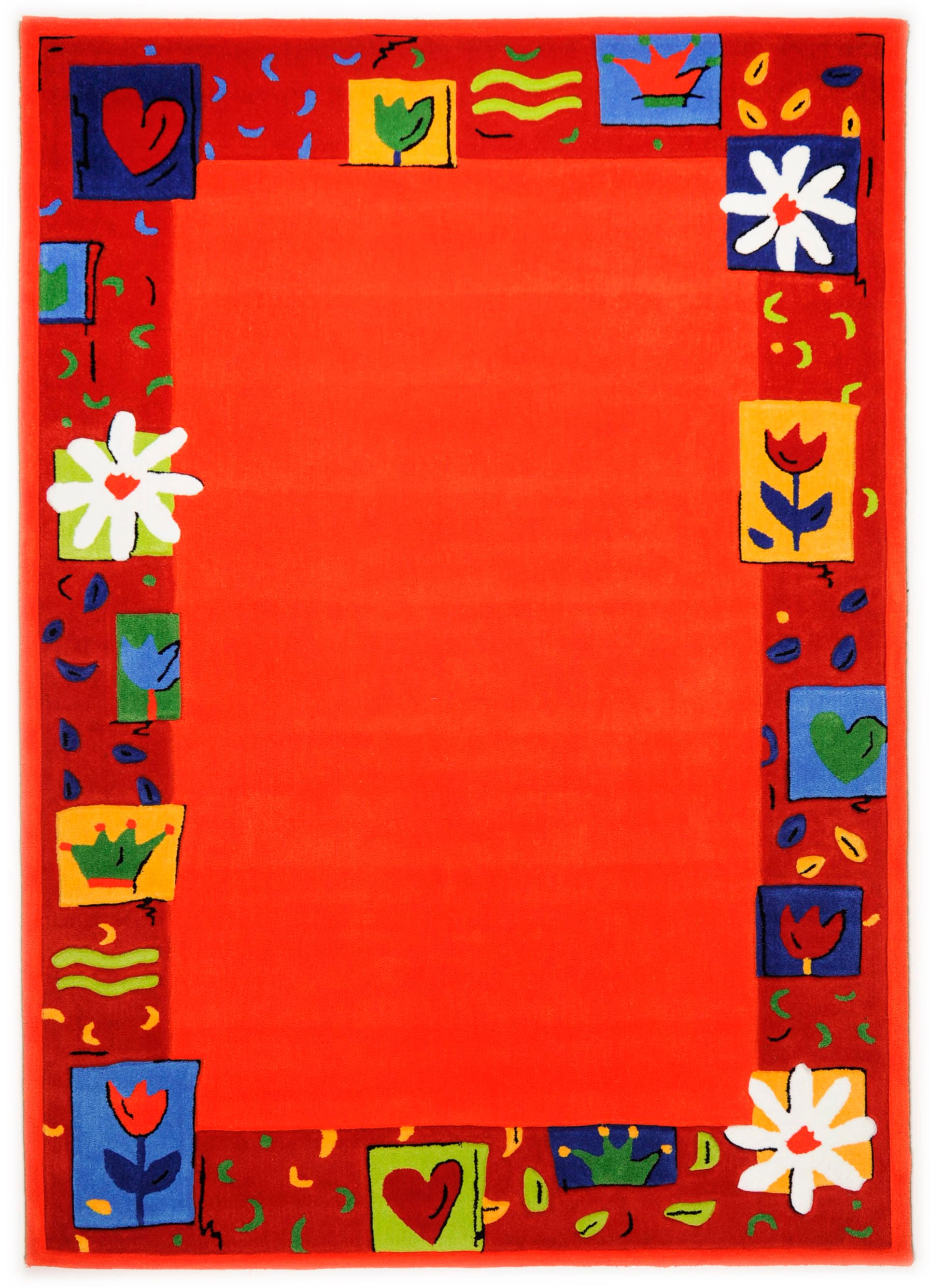 THEKO Kinderteppich »Das Blumen Paradies«, rechteckig, Kurzflor, handgearbeiteter Reliefschnitt, mit Bordüre