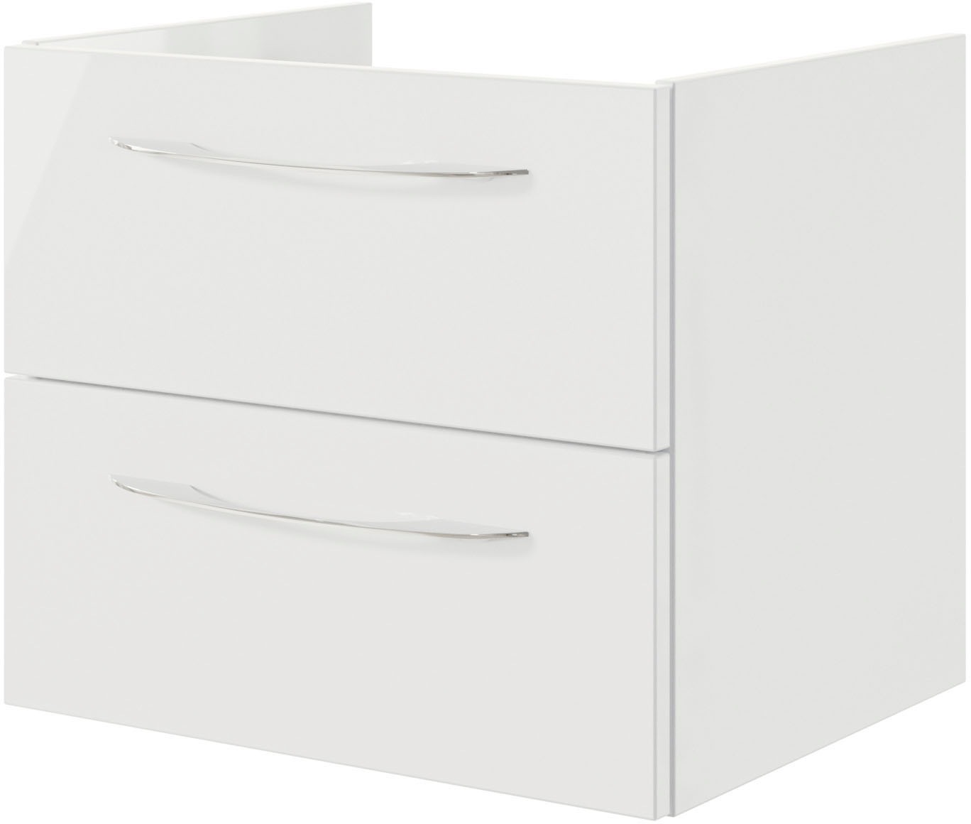 Saphir Waschtisch »Serie 4035 Keramik-Aufsatzbecken mit Unterschrank, 88 cm breit«, Waschplatz mit 2 Schubladen, Regalfächer, Griffe in Chrom Glanz
