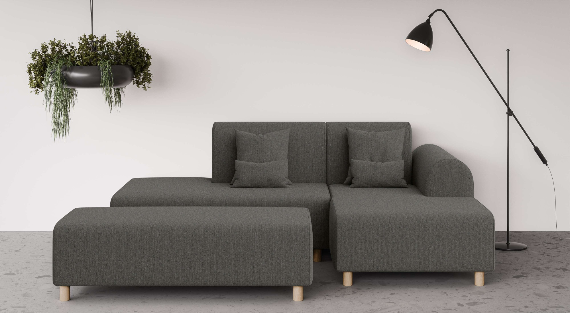 Inosign Ecksofa »Suyala« L-Form mit Hocker in grau, Größe B/H/T: 258 cm x 85 cm x 168 cm