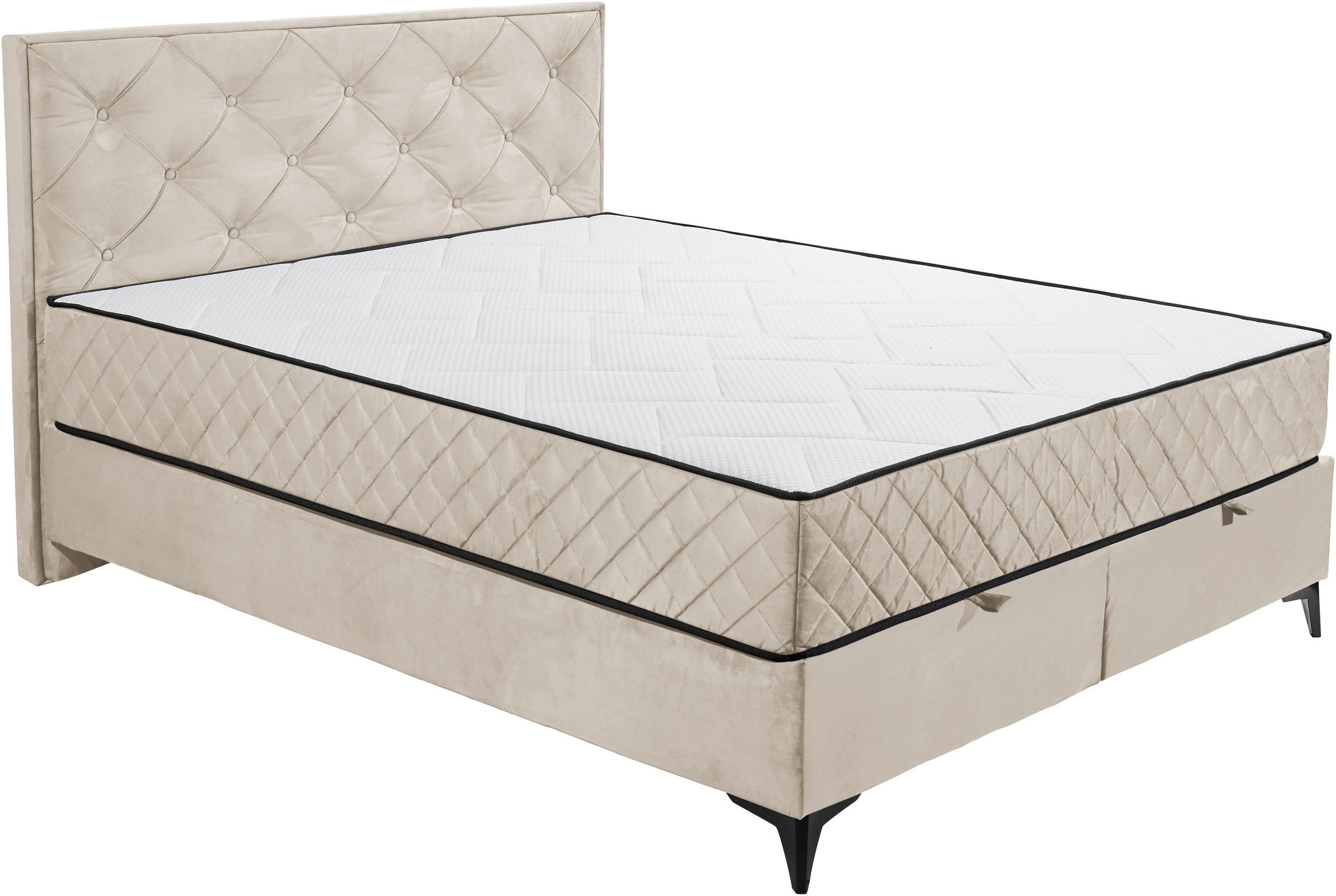ED EXCITING DESIGN Boxbett »Monroe inkl. Bettkasten, erhältlich in den Breiten 160cm & 180cm«, Duo-Matratze - feste Seite mit Kokosmatte
