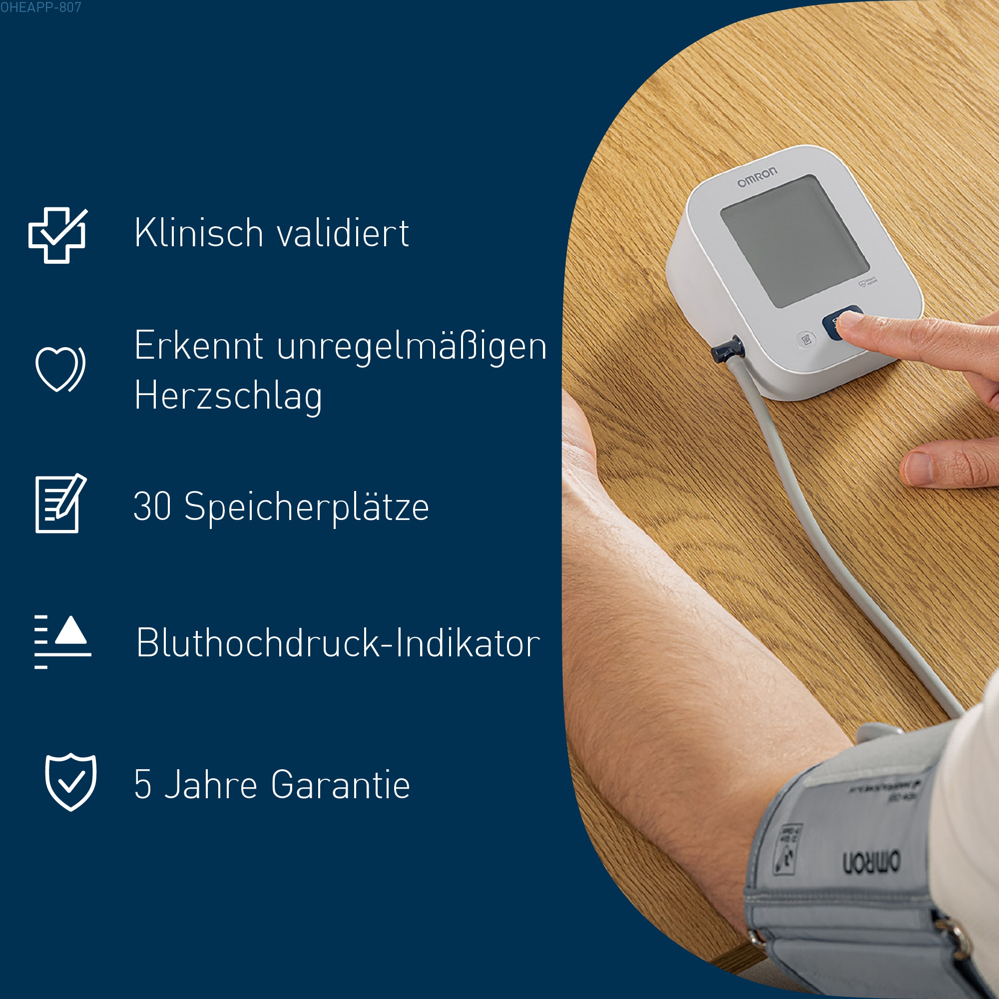 Omron Oberarm-Blutdruckmessgerät »X2 Essential, M-Manschette (22-32cm),erkennt unregelmäßige Herzschläge«