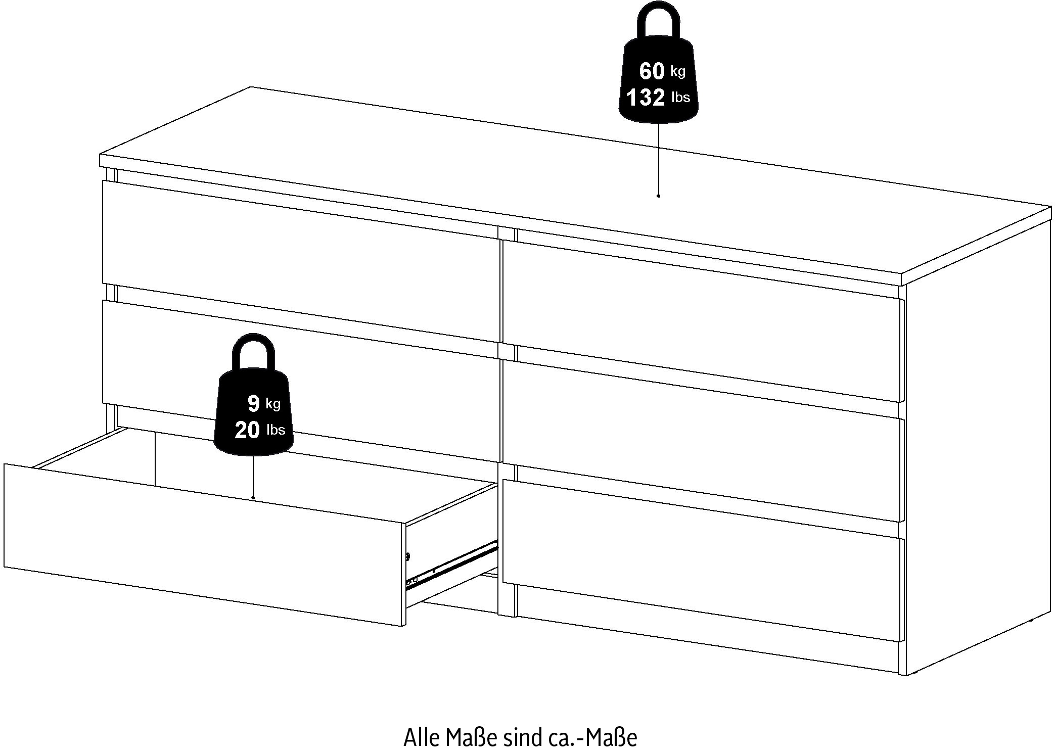INOSIGN Kommode »Naia«, Hochglanz-Optik, mit abgerundeten Schubladenkanten auf Metallgleiter