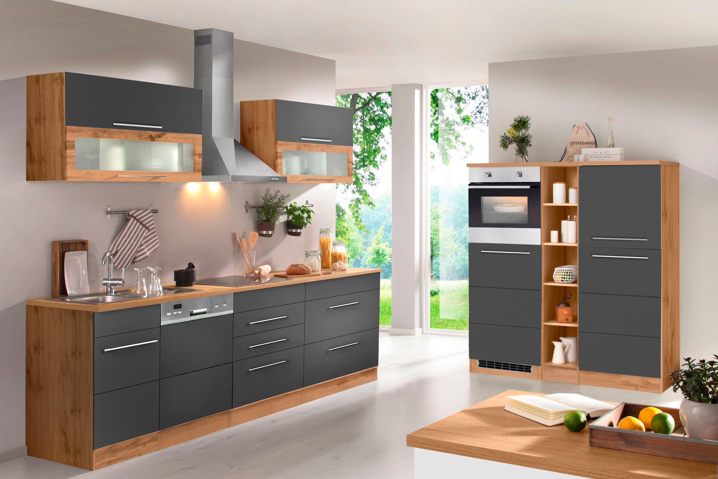 KOCHSTATION Küchenzeile »KS-Wien« Breite 440 cm, wahlweise mit E-Geräten und Induktion