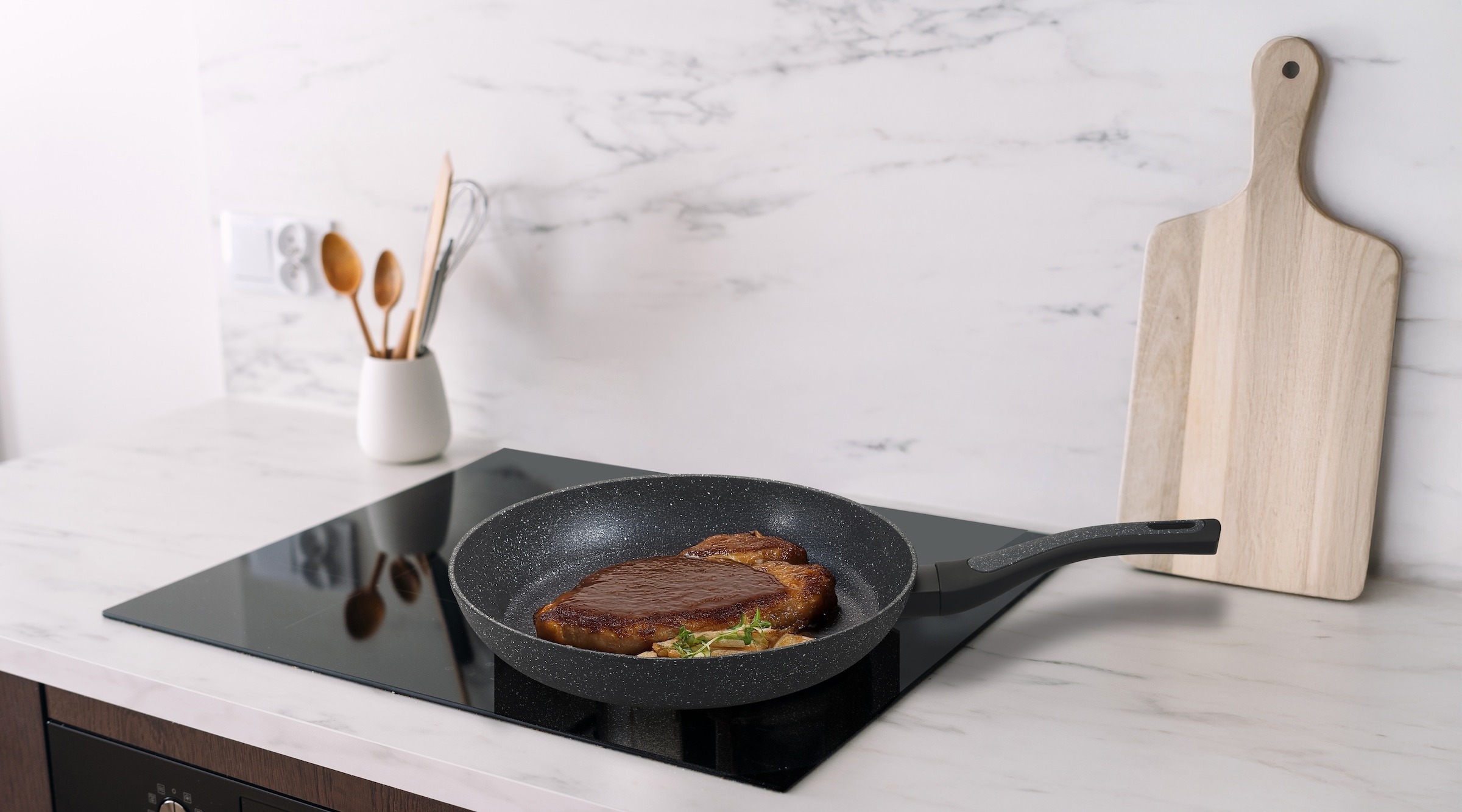 my home Pfannen-Set »Dela« Aluminium Set, 3 Stk. tlg. mit rauer Oberfläche für ein besonderes Braterlebnis