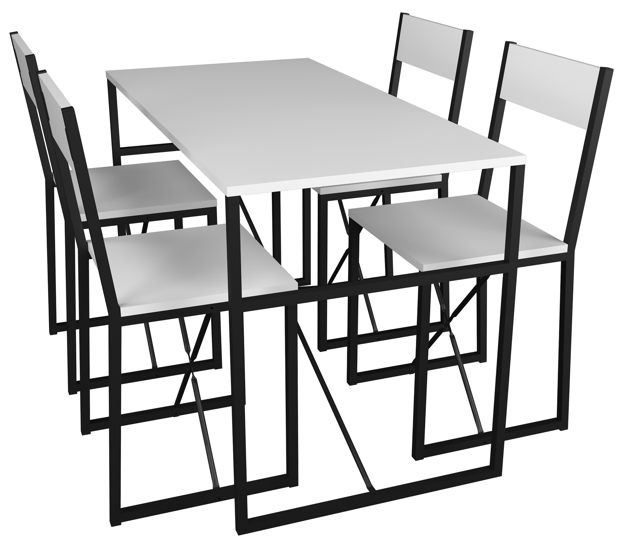 VCM Essgruppe »VCM 5-tlg. Holz Metall Essgruppe Küchentisch Esstisch Set Tischgruppe Tisch Stühle Insasi L«, (5 tlg., Insasi)