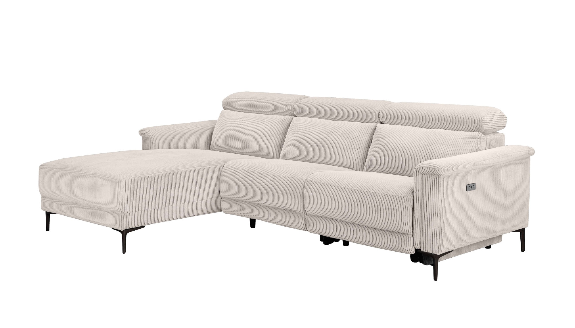 Home affaire Ecksofa »Lund in Cord, L-Form, 261 cm, manuelle und elektr. Relaxfunktion,«, USB-C und Kopfteilverstellung