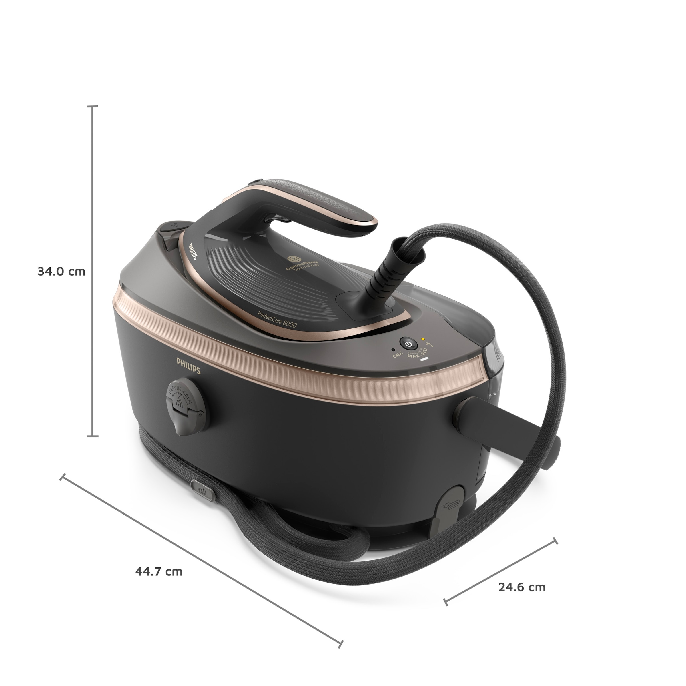 Philips Dampfbügelstation »PerfectCare 8000 Series PSG8200/80, Grau/Gold« 1,4 ml Wassertank 3.120 Watt, OptimalTemp & TurboPower-Dampfmotor, 750 gr Dampfstoß