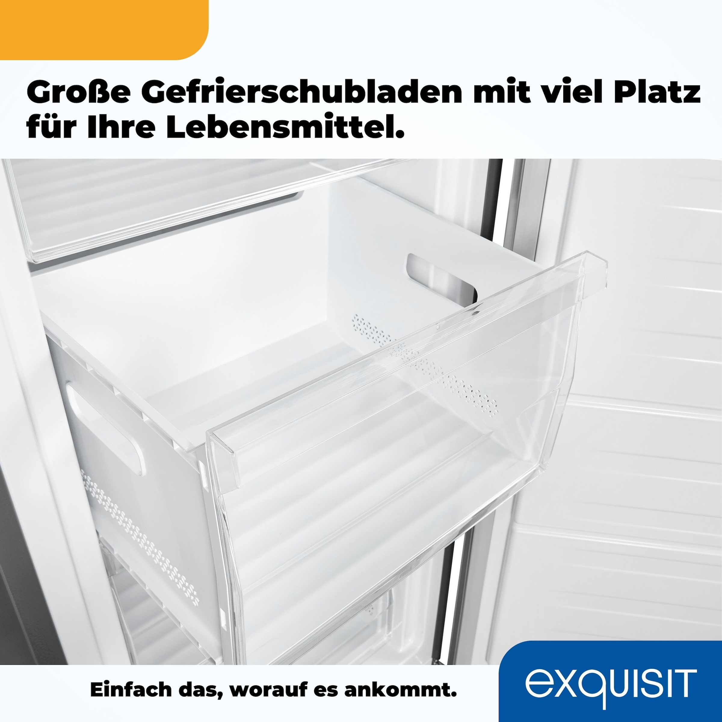 exquisit Gefrierschrank »GS271-NF-H-010E inoxlook«, 169,1 cm hoch, 55,9 cm breit, 194 L Volumen, NoFrost, Schnellgefrieren, 4 Sterne