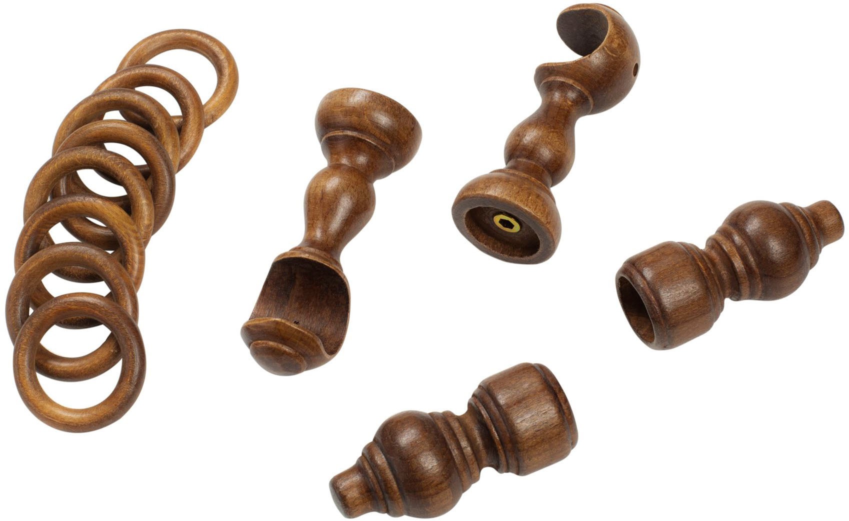 SN DECO GROUP Gardinenstange »Filigrano«, 1 läufig-läufig, Fixmaß, 28 mm, Holz, verschiedene Längen und Farben, Komplettset