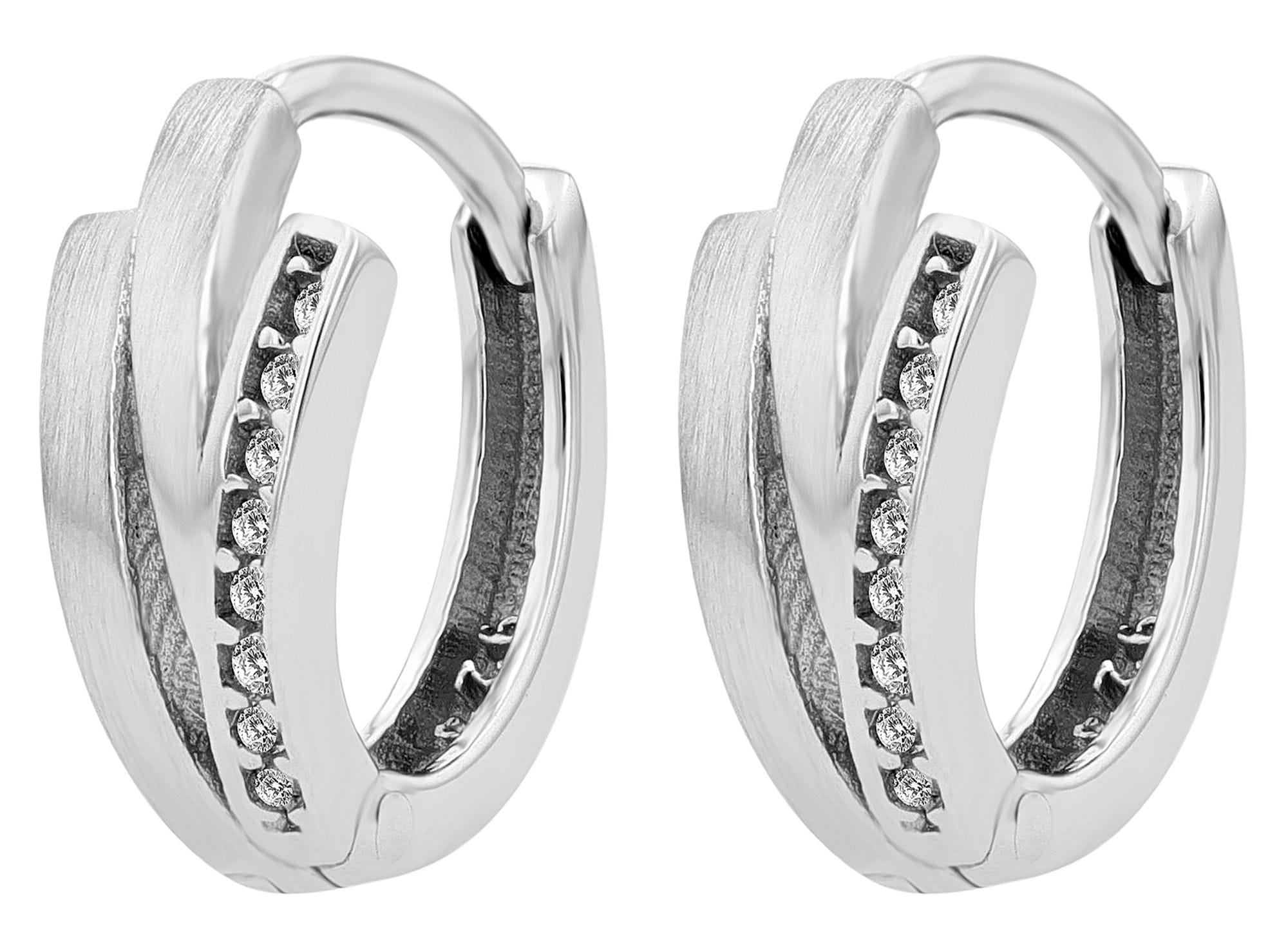Adelia´s Paar Creolen »Damen Ohrringe ¿ Klappcreole aus 925 Silber mit Zirkonia«