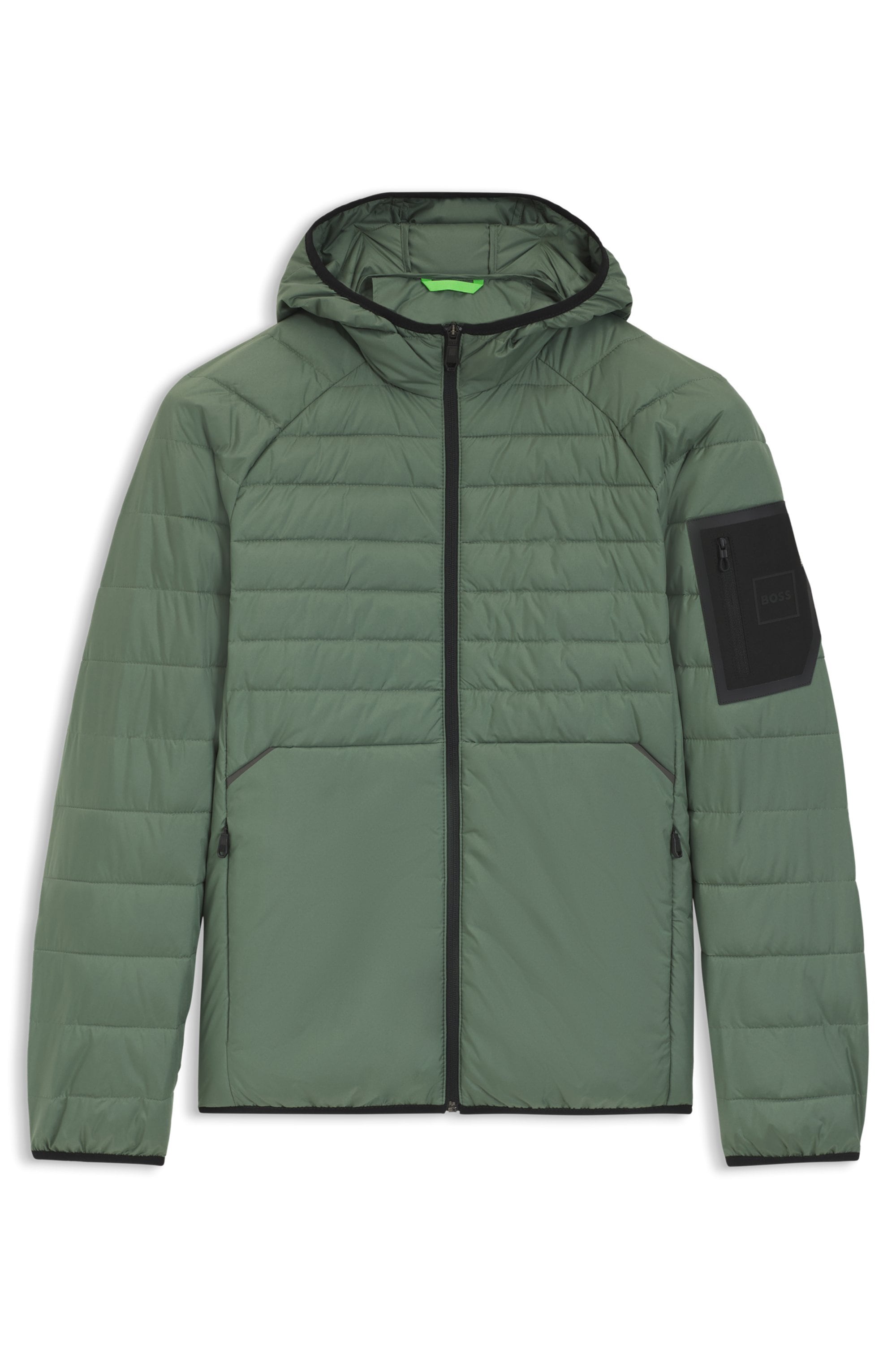 BOSS GREEN Steppjacke, mit Kapuze, Kapuze, Regular Fit, reflektierende Details