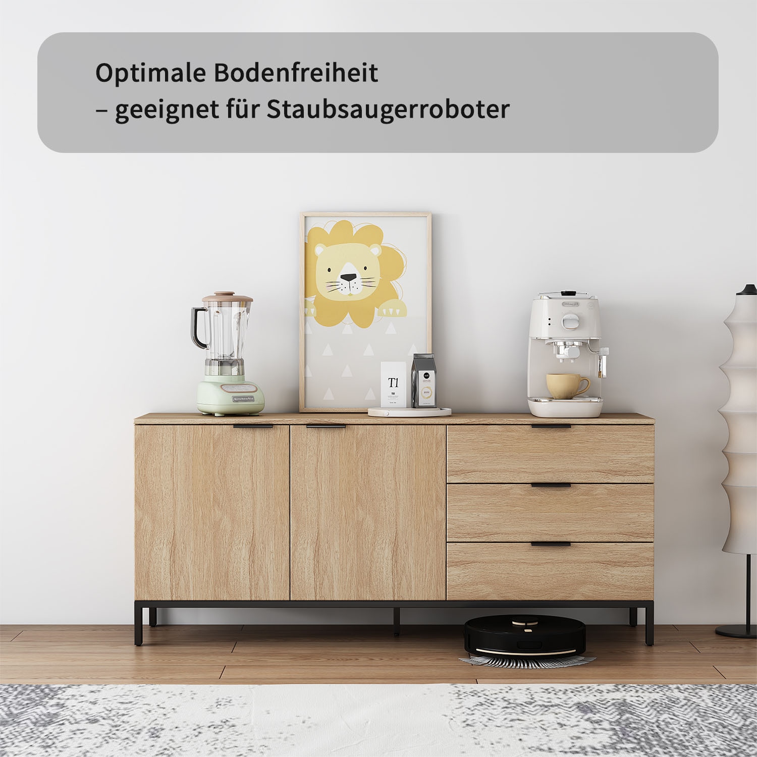 OTTO home Sideboard »Jorinde« Melaminoberfläche, flexibler Stauraum und robustes Metallgestell