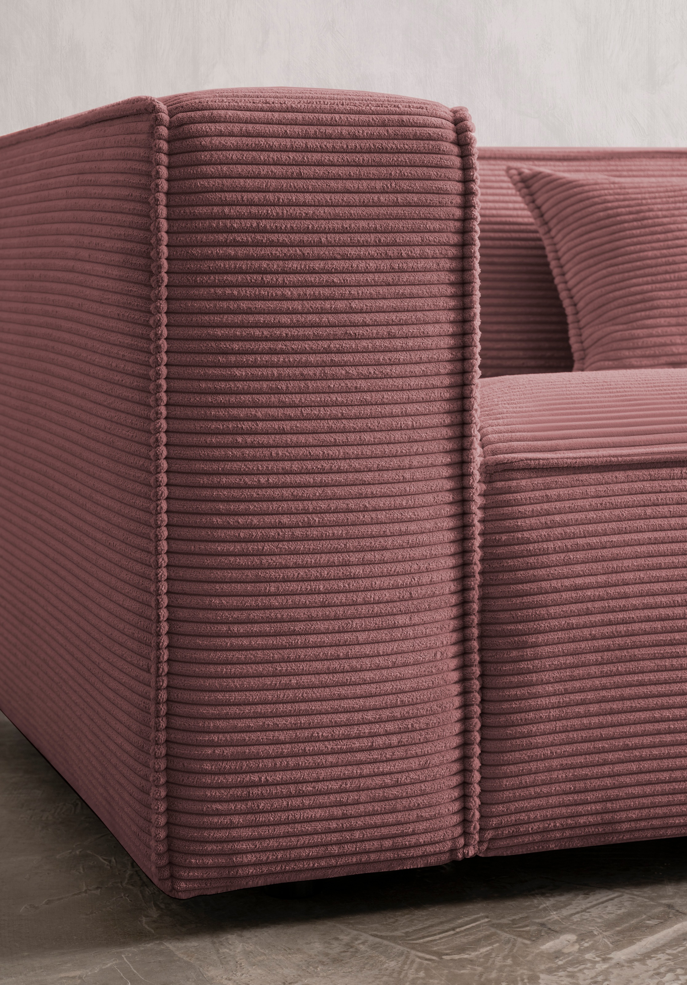 LeGer Home by Lena Gercke 3-Sitzer »PIARA, Couch mit Kedernaht, Sofa in Cord oder Leinenoptik«, schwarze Füße, bequemer Sitzkomfort