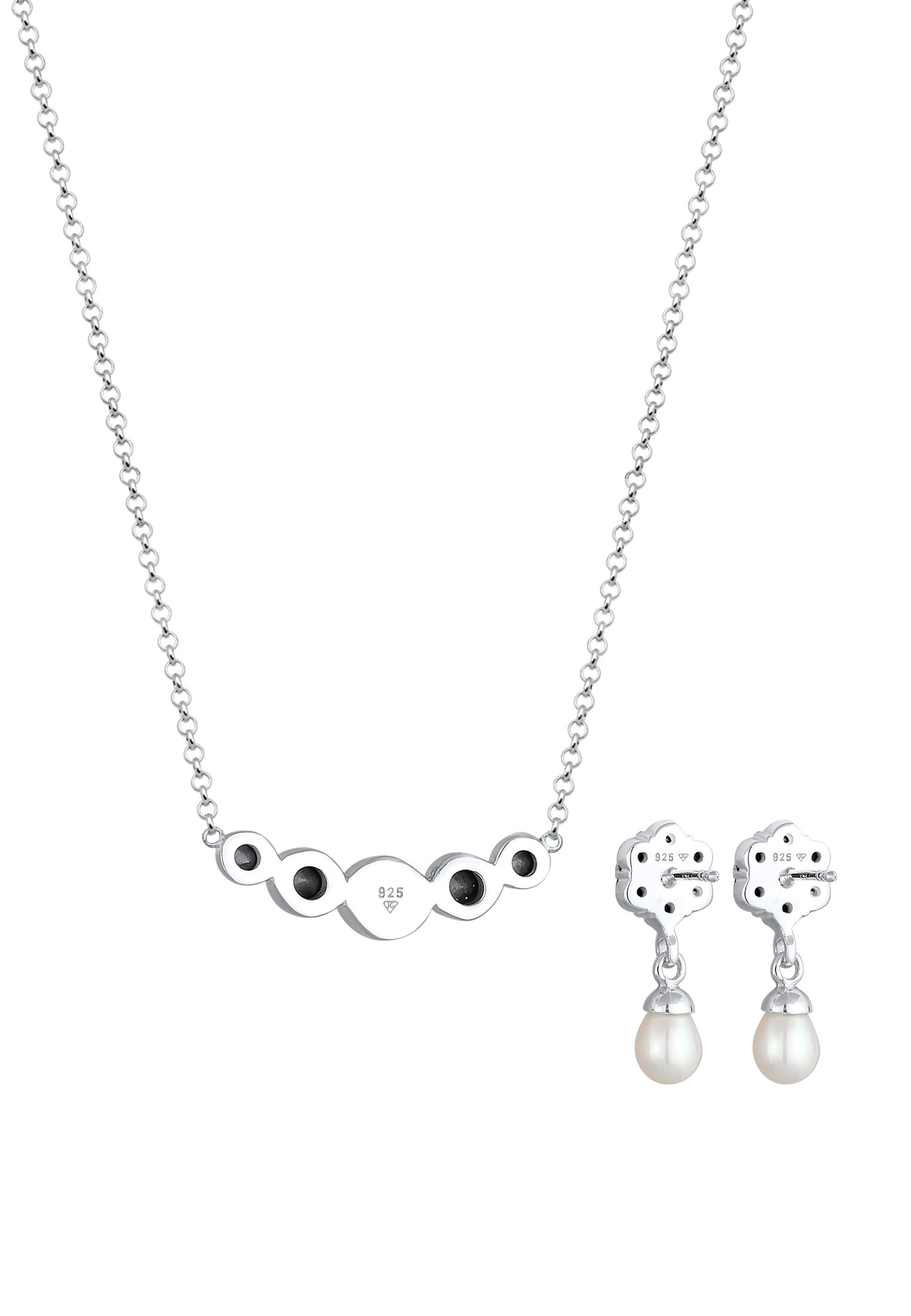 Elli Premium Ohrring und Ketten Set »Schmuckset mit Perle und Kristalle 925 Silber«