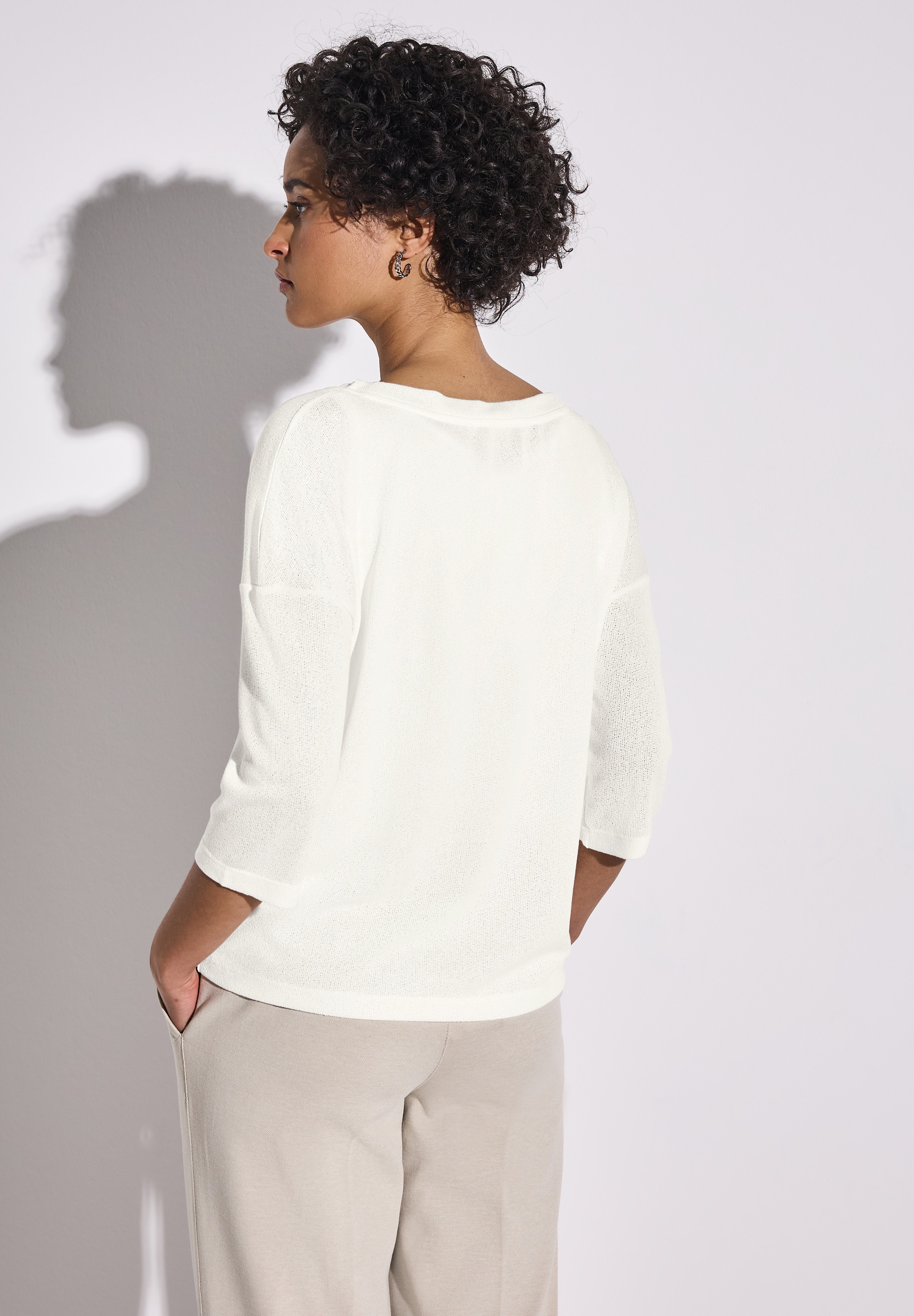 STREET ONE T-Shirt, 3/4-Arm und im Strick-Look