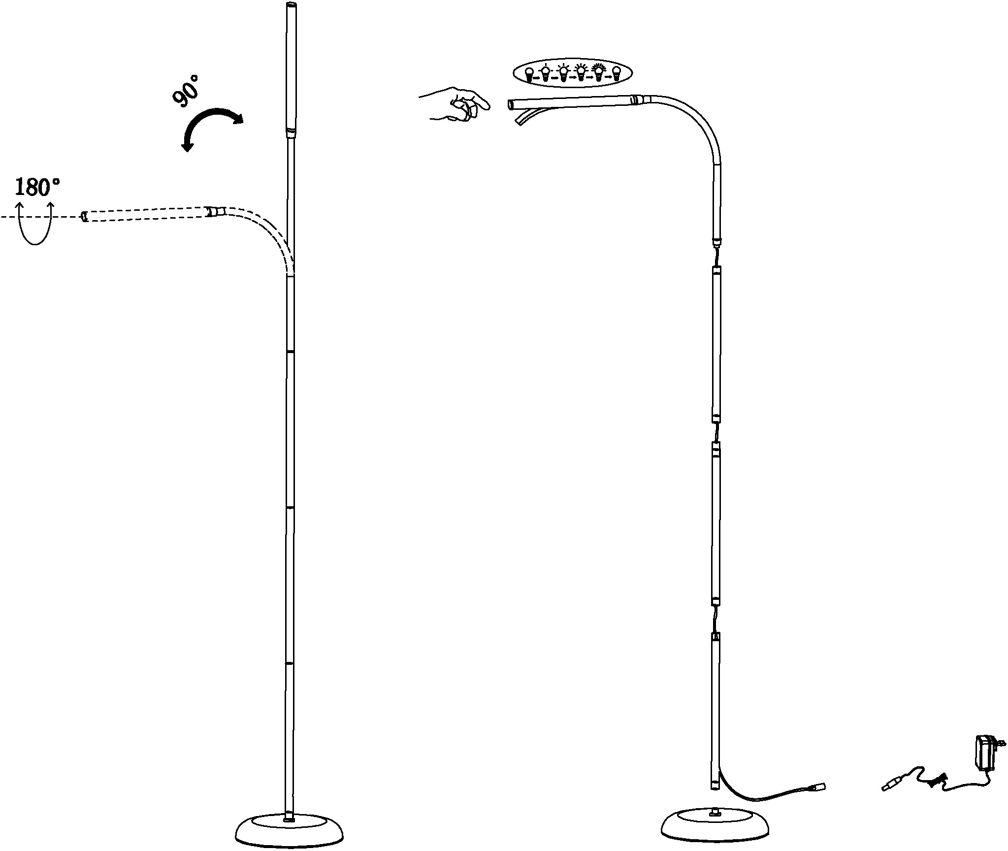 EGLO Stehlampe »LAROA LED Stehleuchte, schwarz, Touchsensor, 4-step dimming, modern«, 1 flammig, Leuchtmittel LED-Board | LED fest integriert, Standlampe, LED Bürolampe, beweglicher Leuchtenkopf, 53,5x21x130cm