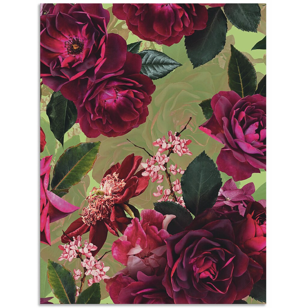 Artland Wandbild »Dunkle Rosen auf Grün«, Blumenbilder, (1 St.)