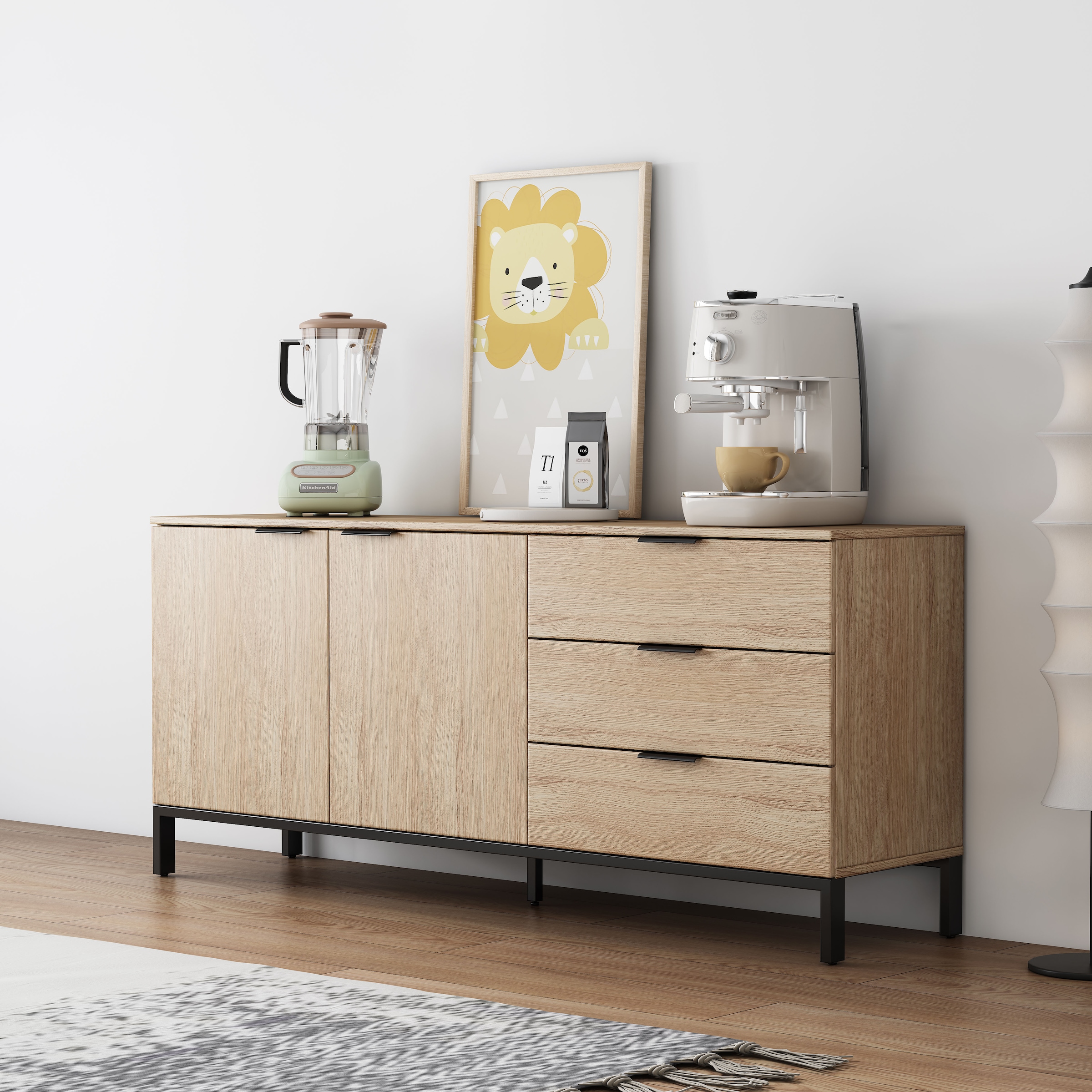 OTTO home Sideboard »Jorinde« Melaminoberfläche, flexibler Stauraum und robustes Metallgestell