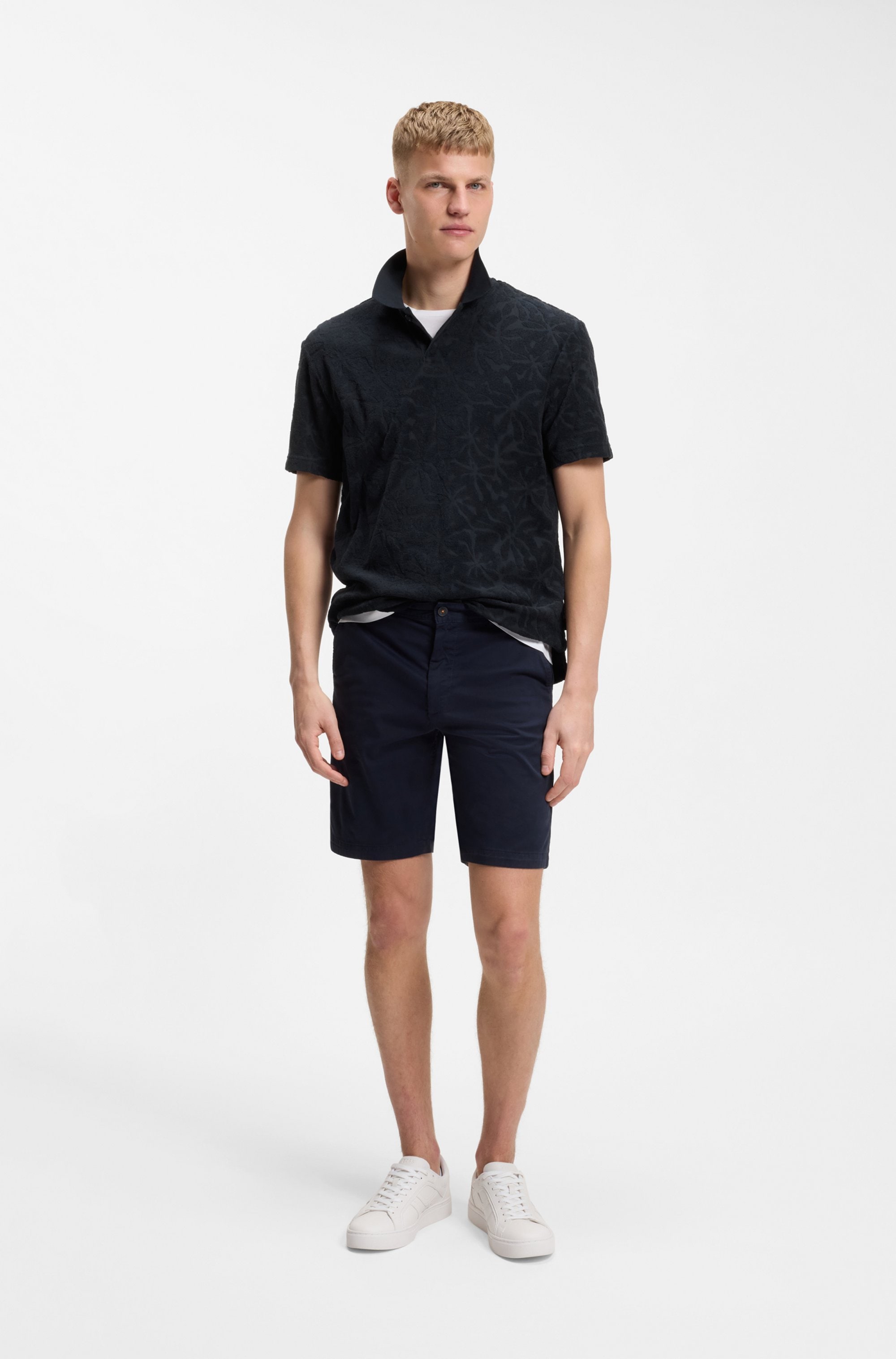 BOSS ORANGE Poloshirt florales Jacquardmuster, Baumwollfrottee, Relaxed Fit