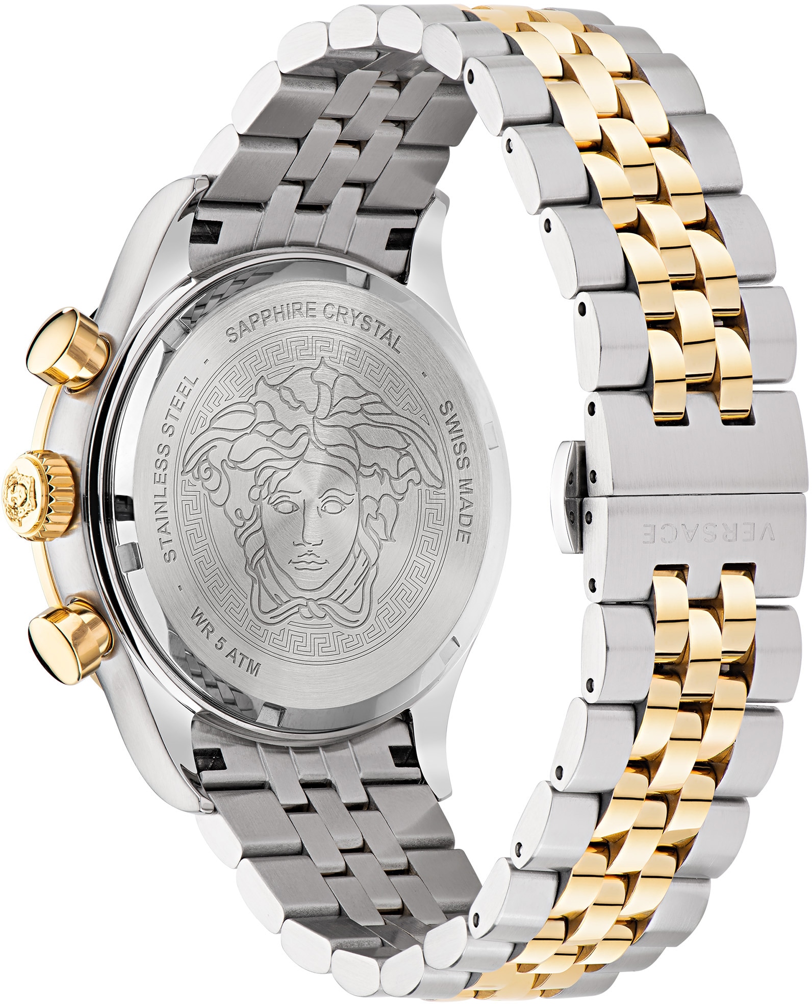 Versace Chronograph »HELLENYIUM CHRONO, VE2U00522«, Quarzuhr, Armbanduhr, Herren, Datum, Stoppfunktion, Swiss Made,bicolor